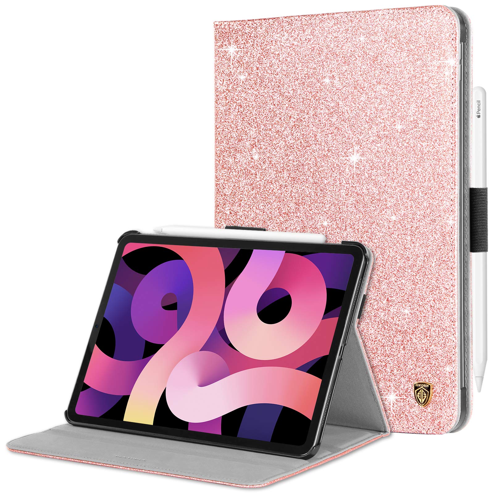 BENTOBEN Luxury Glitter Sparkly Folio Case with Pencil Holder & Adjustable Kickstand for iPad Air 5th/4th Gen 10.9