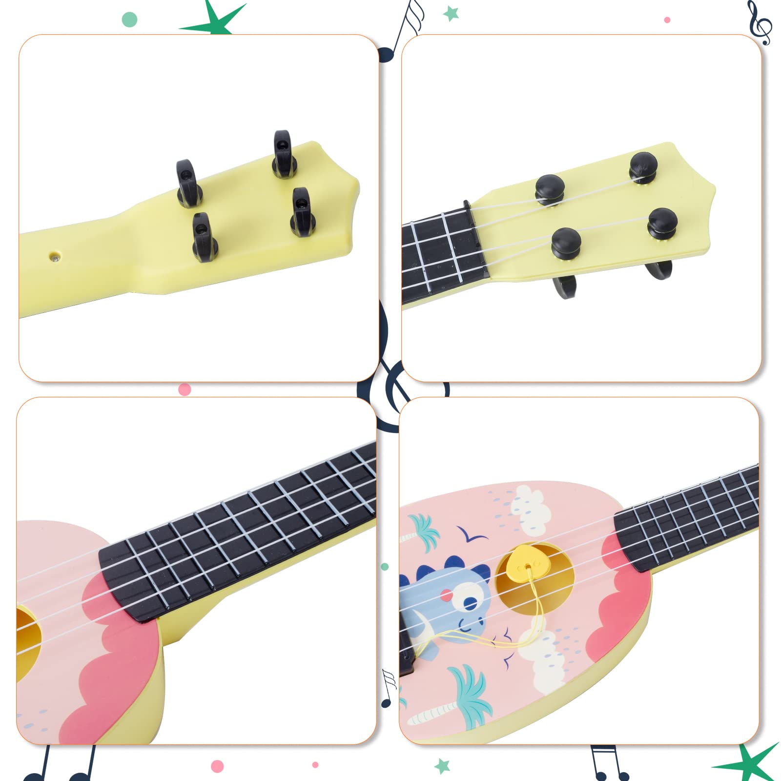 YOLOPLUS+ 17 Inch Kids Ukulele Toy - 4 String Mini Guitar for Toddlers & Children | Educational Musical Instrument for Early Learning (Pink) - Perfect for Birthday Gifts, Music Lessons & Family Playtime