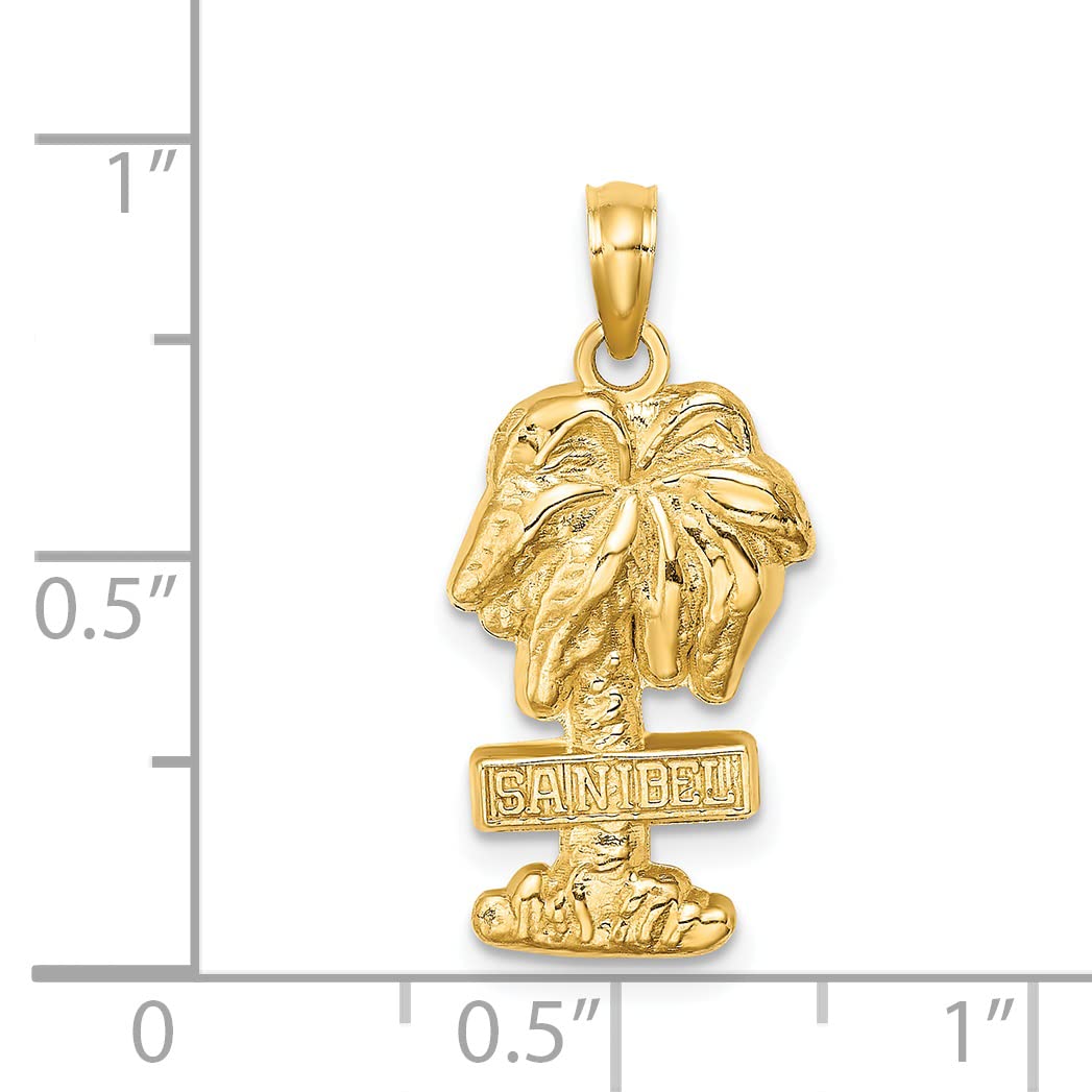 14k Yellow Gold Sanibel Palm Tree Charm by Lex & Lu - Perfect for Beach Lovers & Jewelry Collectors