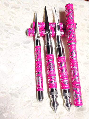 3-Piece Thai Soap Fruit & Vegetable Carving Knife Set (Pink) - Perfect for Fruit Carving, Garnishing, and Culinary Arts