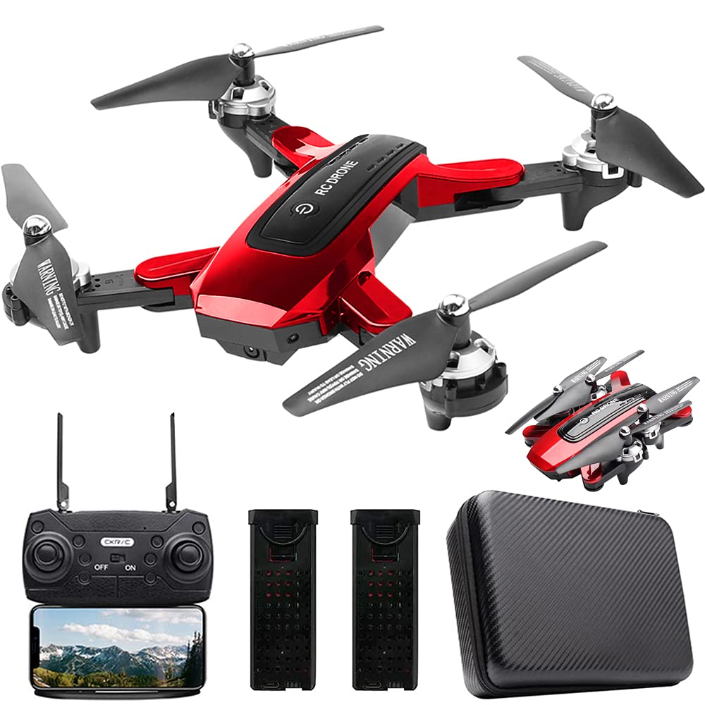 **LOZENGE HJ38 GPS Drone with 4K WiFi Camera - Follow Me, FPV, 120° Wide-Angle, Gesture Control - 2 Batteries & V-Sign (Red) - Perfect for Aerial Photography, Travel Vlogging, and Outdoor Adventures**