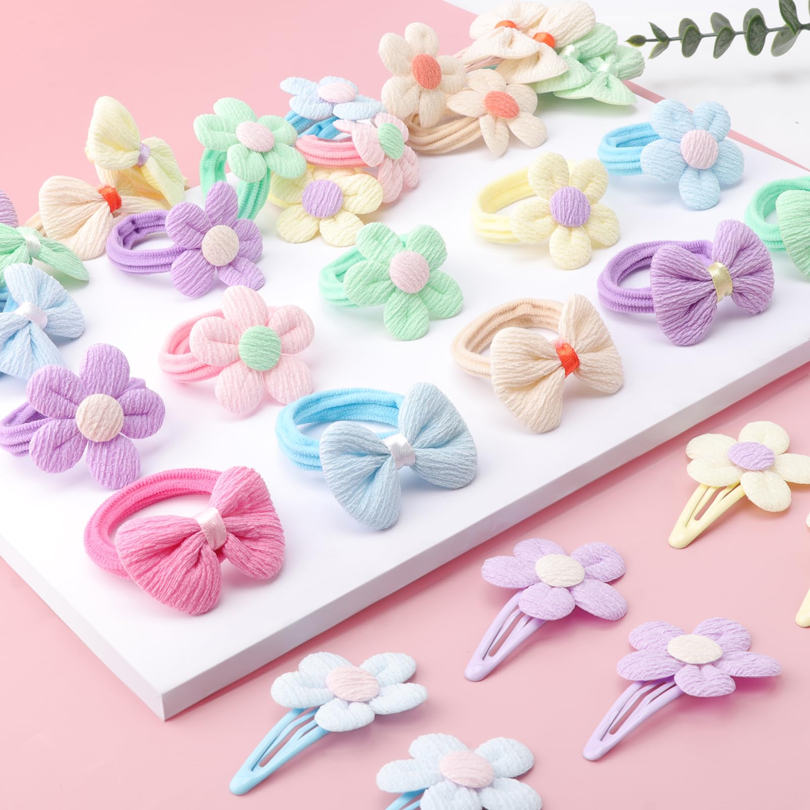 36 Pcs Cute Toddler Hair Clips & Bows Set - Colorful Flower Hair Ties & Snap Clips for Baby Girls - Perfect for Parties, School, and Daily Hair Styling