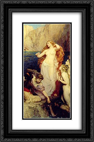 Aphrodite Pearls 16x24 Black Ornate Framed Art Print - Double Matted Museum Quality Painting by Herbert James Draper - Perfect for Living Room, Bedroom & Office Wall Decor