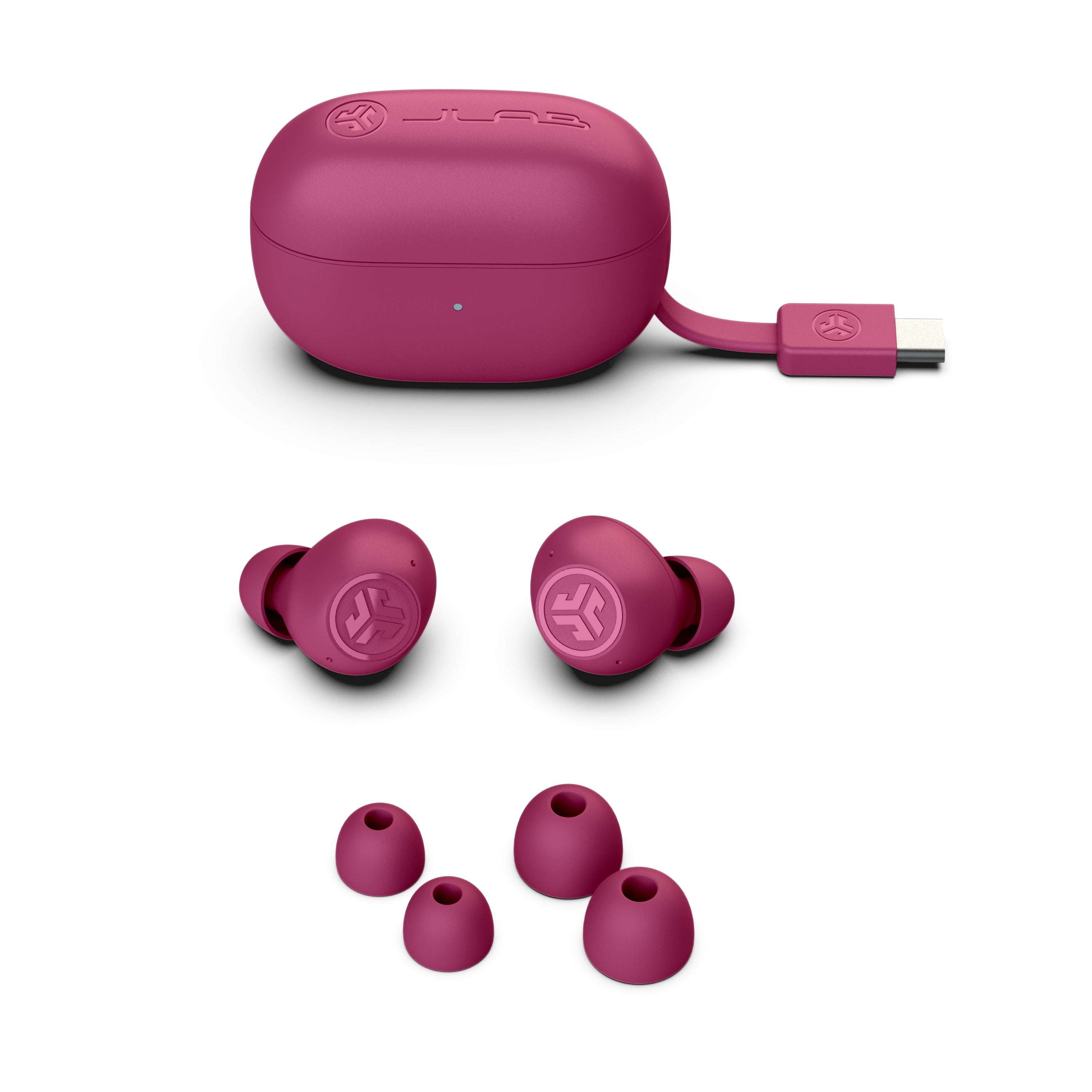 Go Pop ANC True Wireless Earbuds in Fuchsia - Active Noise Cancelling Bluetooth Earbuds with Hi-Fi Sound for Gym, Running & Travel | Wireless Headphones for iPhone & Android