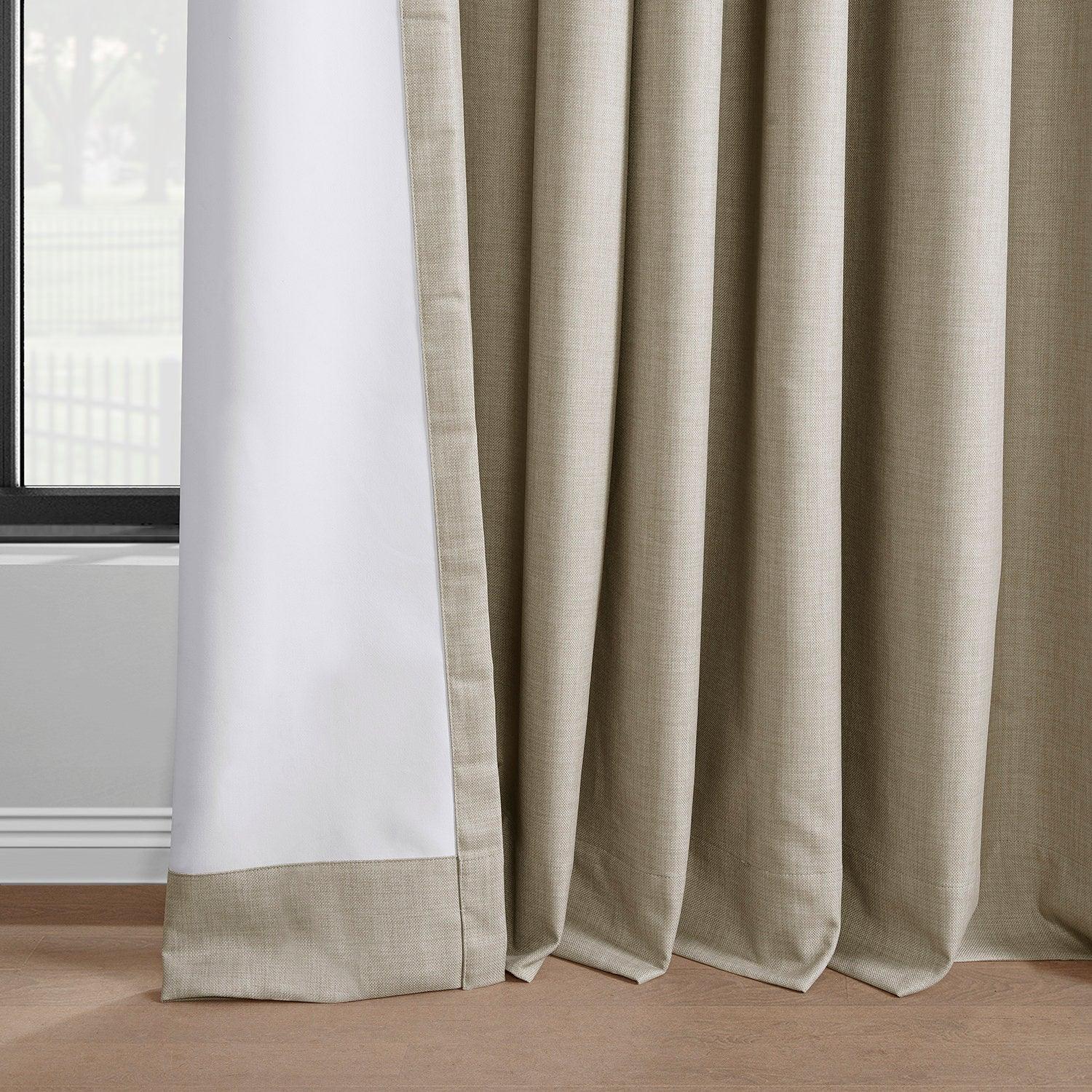 Light Beige Grommet Blackout Curtains - Premium Linen Fabric for Bedroom & Hotel Use - Noise Reducing & Thermal Insulating Window Treatments for Home Decor