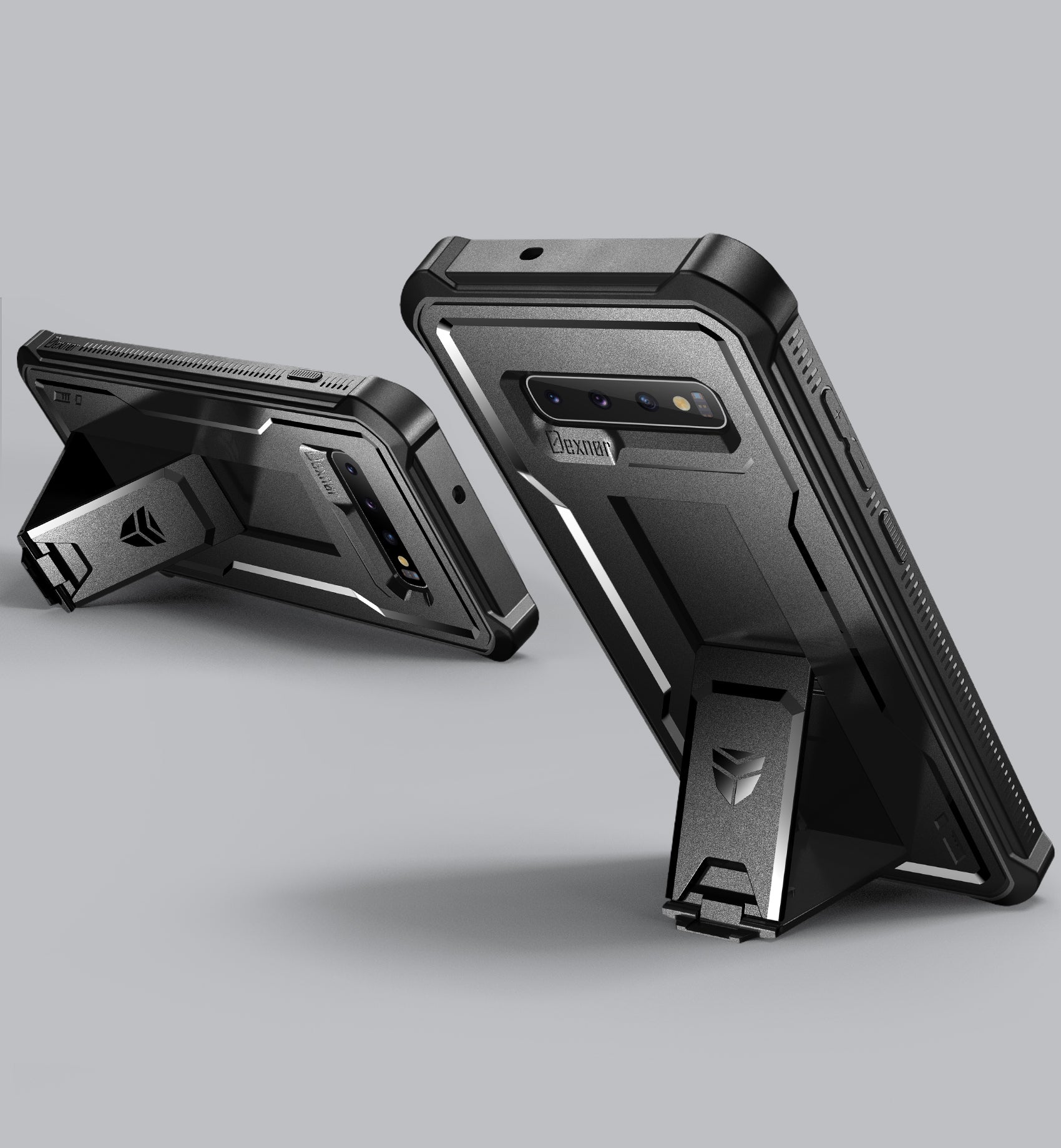 Dexnor Heavy Duty Shockproof Rugged Case for Samsung Galaxy S10 with Built-in Kickstand & Screen Protector - Perfect for Outdoor Activities, Work & Travel Protection