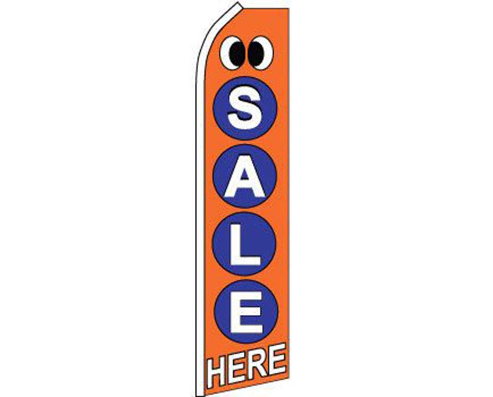 Orange Blue White Swooper Super Feather Advertising Flag - High Visibility Wind Flag for Car Dealerships, Grand Openings & Outdoor Events