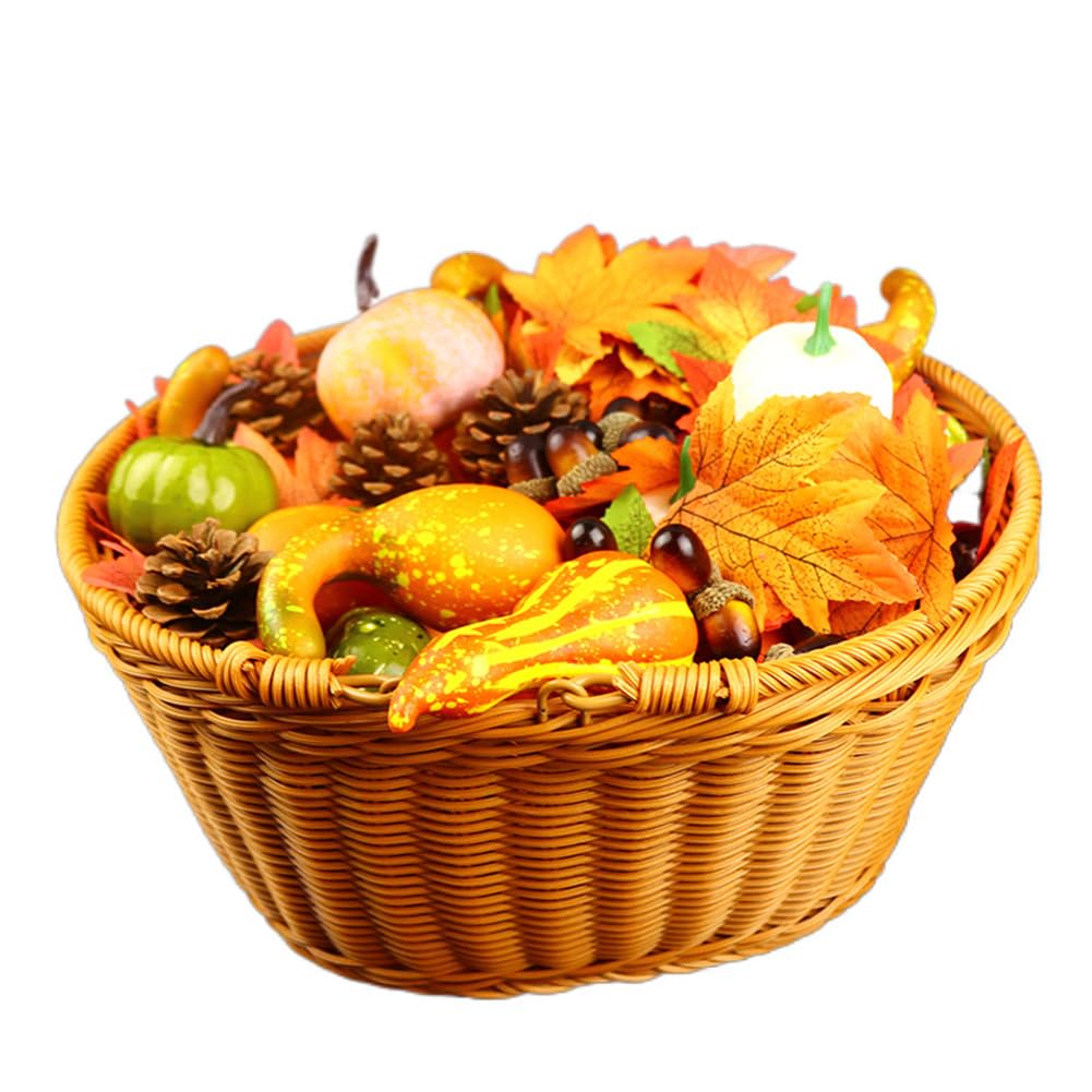 GARVEE 166Pcs Mini Foam Pumpkins Set - Realistic Artificial Fall Decor with Maple Leaves, Pine Cones & Acorns for Thanksgiving, Halloween, Autumn Table Centerpieces, Home and Party Decorations