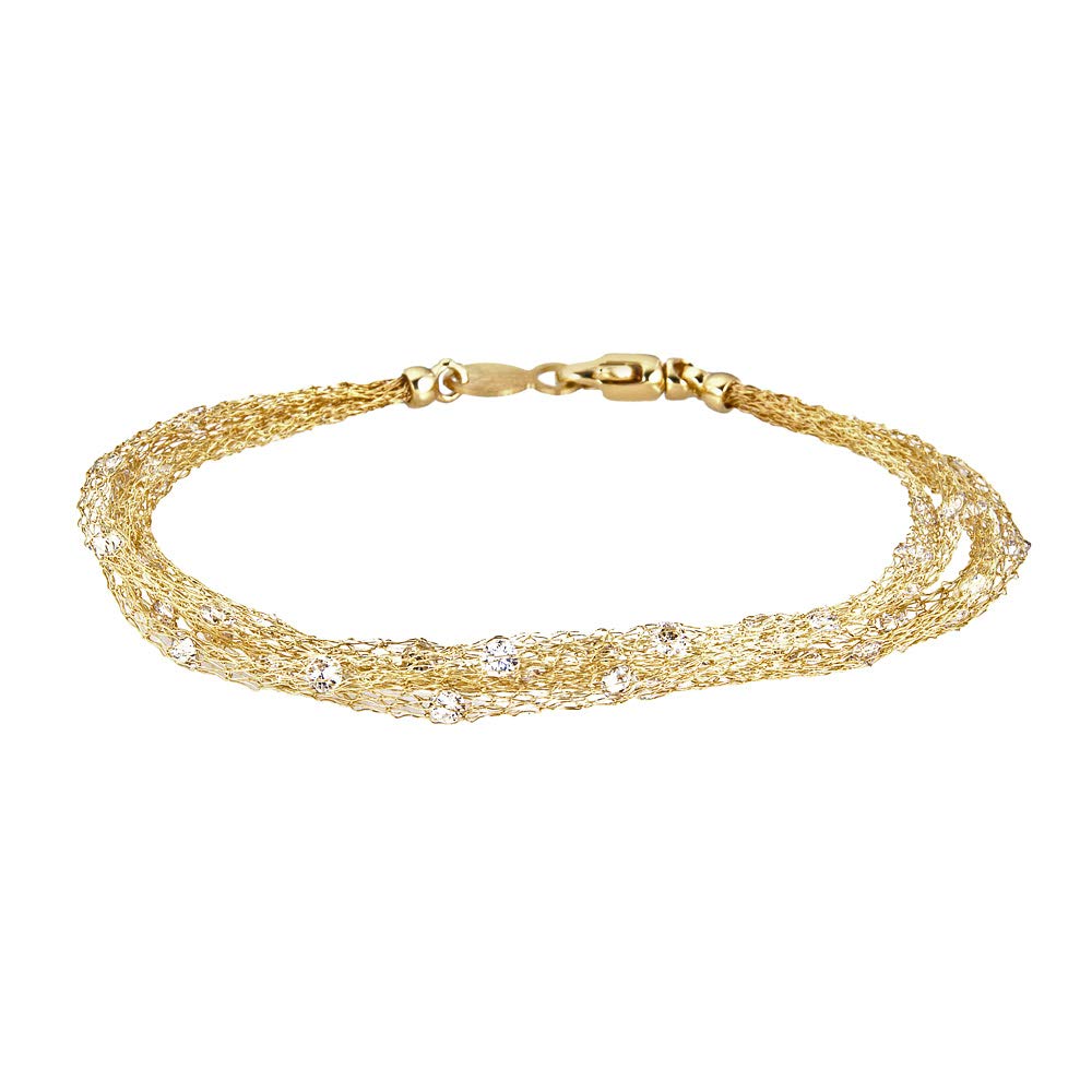 925 Sterling Silver Floating Gemstone Multi-Strand Bracelet for Women | Elegant 7.5