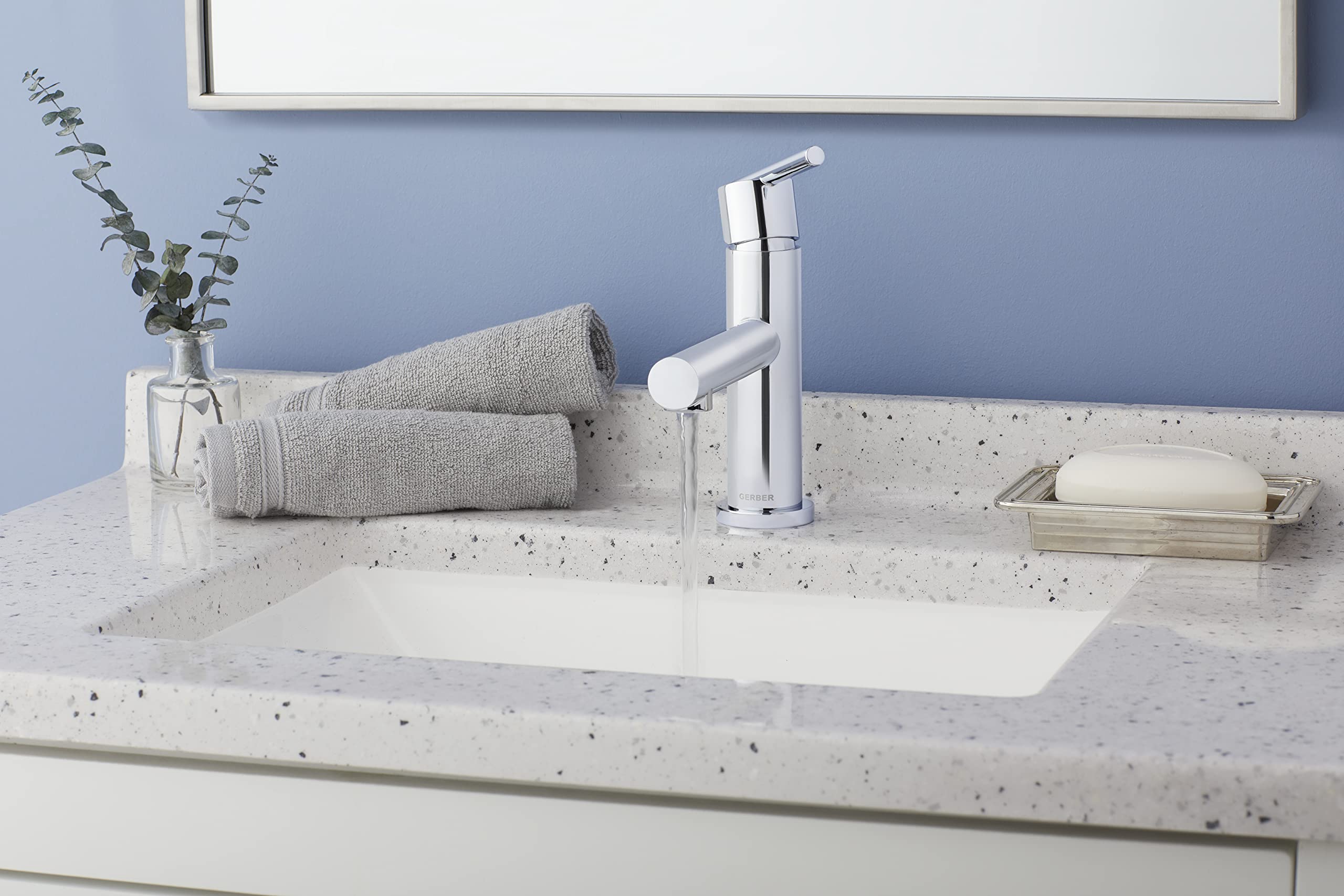 Gerber Plumbing Parma Single Handle Bathroom Sink Faucet with Metal Touch-Down Drain - Perfect for Modern Home & Commercial Restroom Upgrades