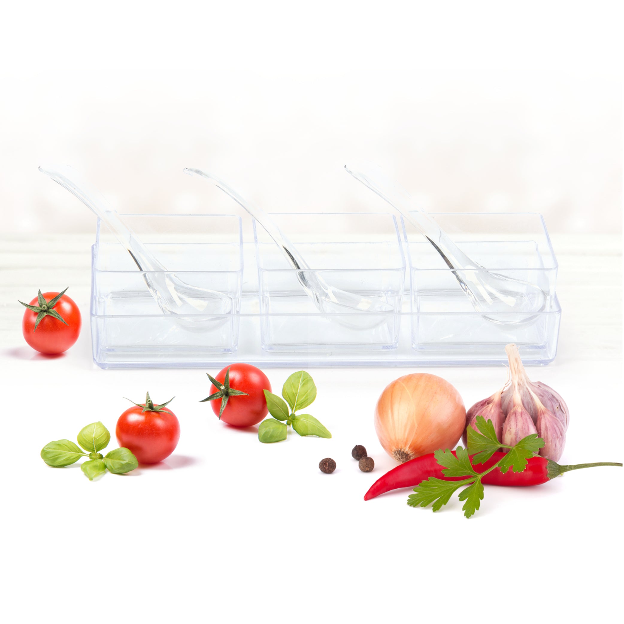 Mini Condiment Dish with Spoon - Set of 3 | Perfect for Spices, Sauces & Dressings | Ideal for Restaurants, Picnics & Home Use