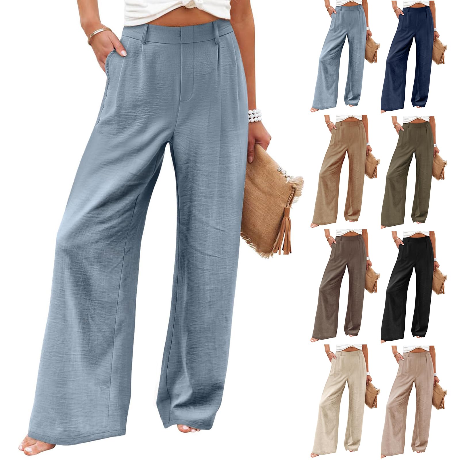 Women's Wide Leg Dress Pants - High Waisted Business Casual Trousers with Pockets for Office & Travel | Comfortable Loose Fit Work Pants for Professional Women
