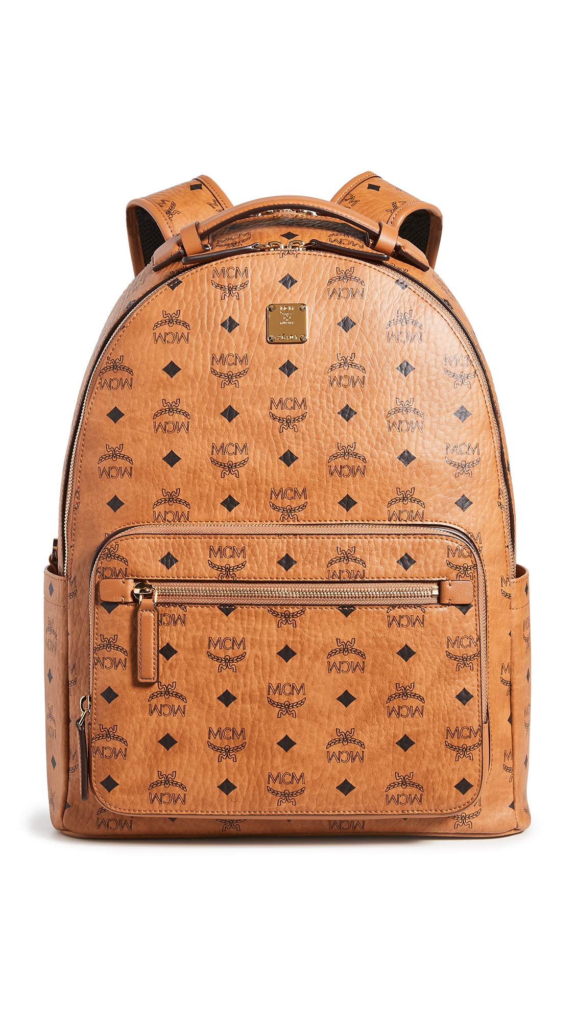 MCM Stark Backpack for Men 40L - Premium Cognac Brown Leather Laptop Backpack - Stylish & Durable Travel, Work & College Backpack