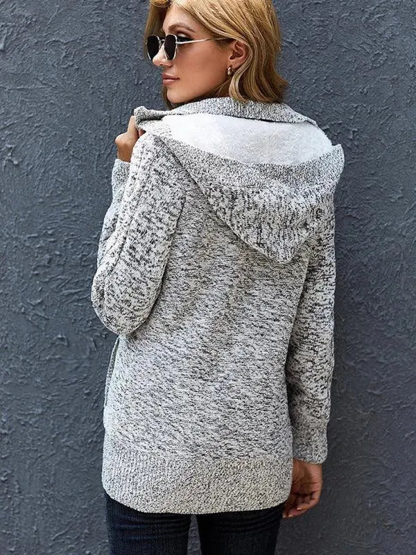 Cozy Casual Hooded Cardigan Sweater for Women - Soft Fleece Long Sleeve Open Front Jacket | Perfect for Fall, Winter, Lounge Wear & Outdoor Activities