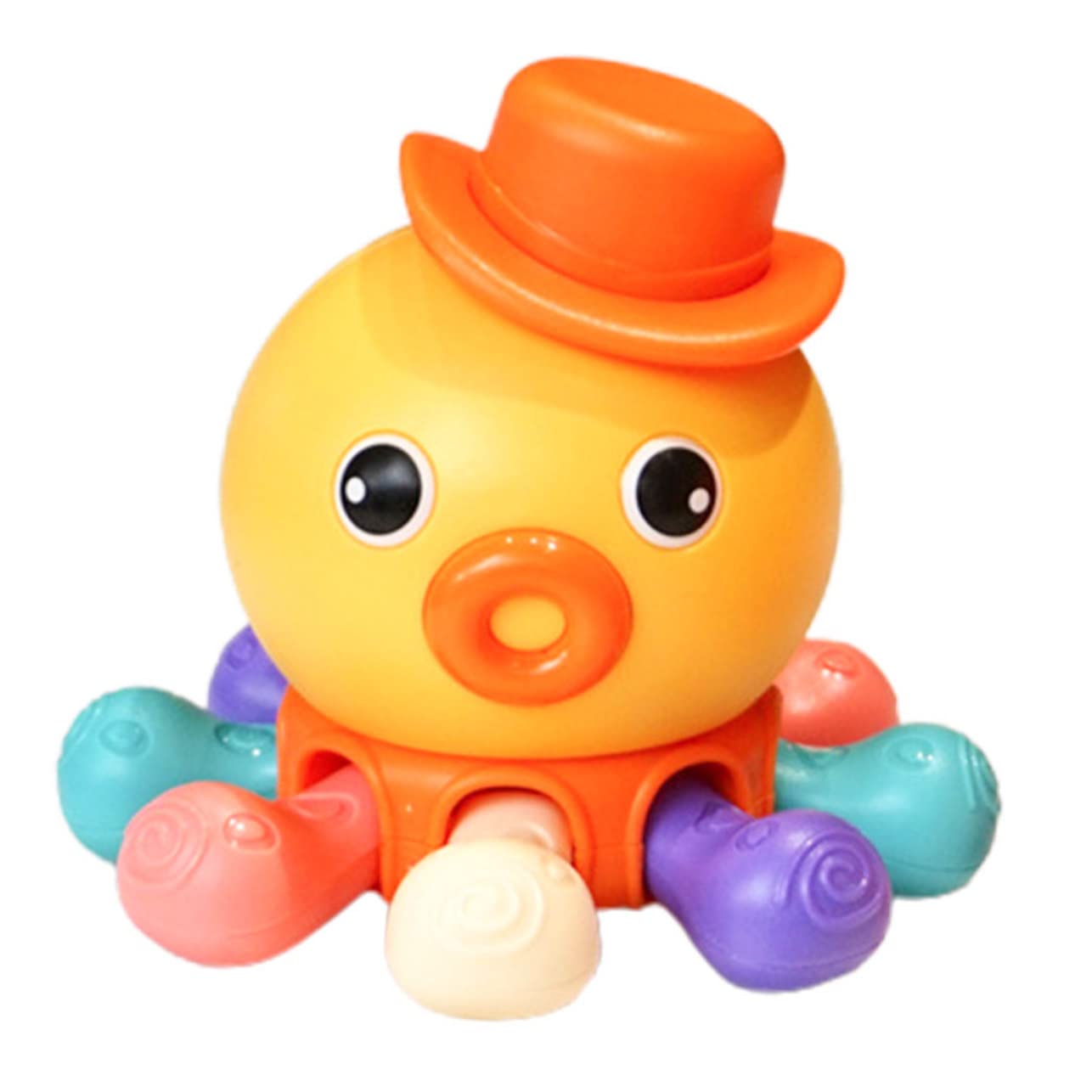 FAVOMOTO 2 Pack Orange Plastic Octopus Finger Toys - Fun Bath Time & Water Play for Kids, Pool Party Favors, Sensory Play for Toddlers