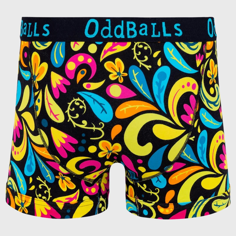 OddBalls Botanical Boxer Shorts for Men - Comfortable Cotton Underwear with Fun Floral Print - Perfect for Casual Wear, Lounging, and Gifts