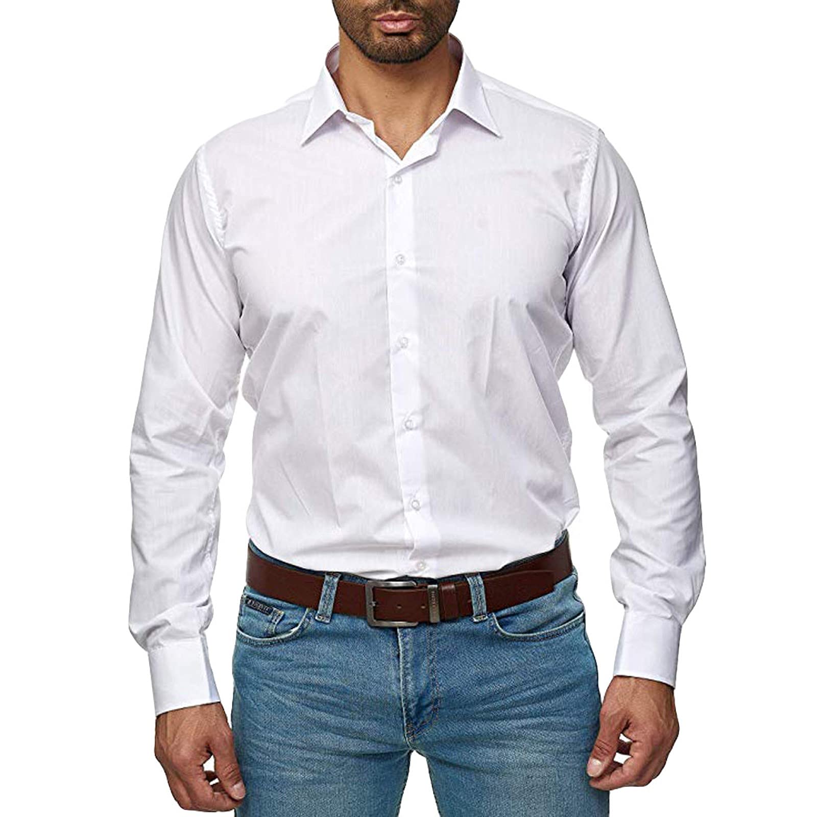 Xiloccer Men's Casual Button Down Shirts - Slim Fit Work Dress Shirts with Collar, Long Sleeve T-Shirt Style for Business & Office Wear - Perfect for Professional, Date Night & Formal Occasions