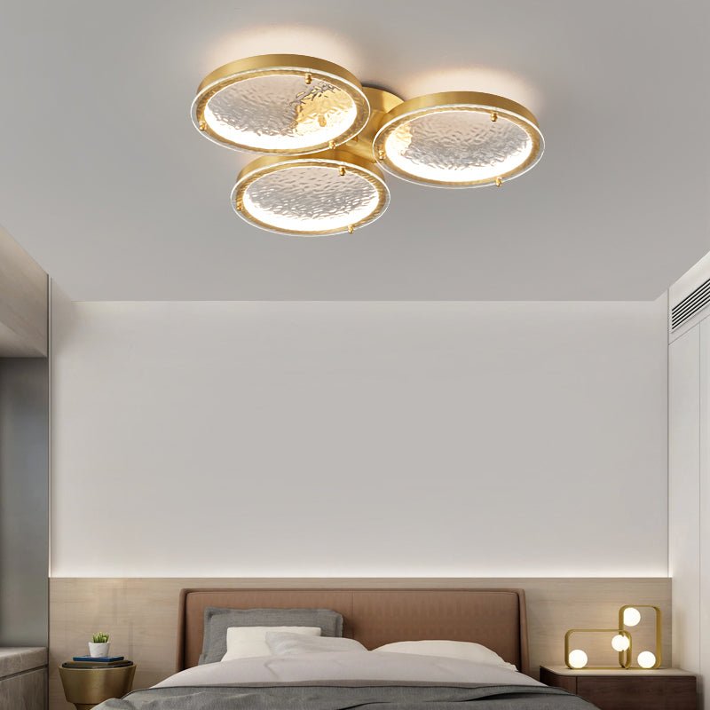 Golden Rings Ceiling Light Fixture - Modern Crystal Chandelier for Dining Room, Living Room & Bedroom - Elegant Lighting for Home Decor & Interior Design