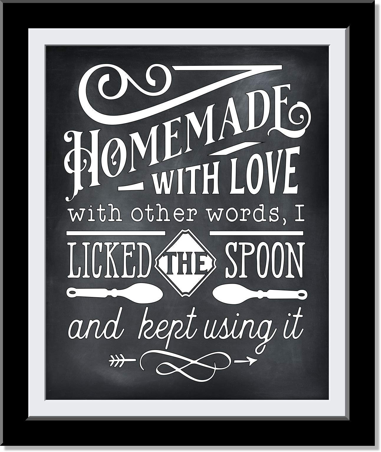 Funny Kitchen Sign - Homemade with Love I Licked the Spoon & Kept Using It - 8x10 Unframed Print - Humorous Kitchen Wall Decor for Home & Office - Perfect Gift for Cooks & Food Lovers