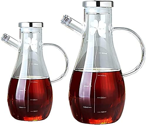 Premium Olive Oil Dispenser Bottle Set - 550ml & 750ml Glass Cruet with Pouring Spouts - Kitchen Oil & Vinegar Bottle for Cooking, Salad Dressing, BBQ - Modern Soy Sauce Container for Home & Restaurant Use
