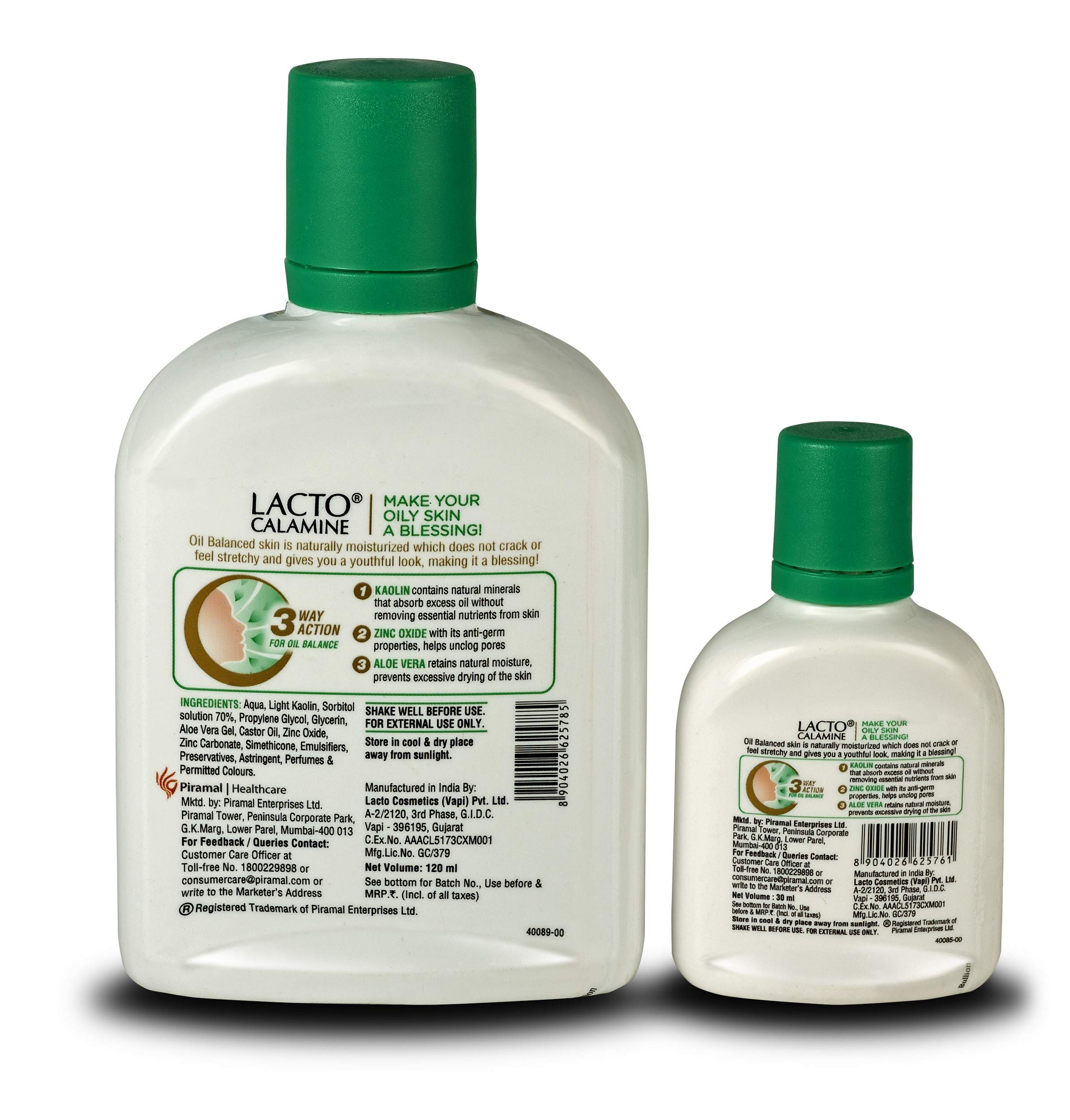 Lacto Calamine Oil Balance Lotion 120ml for Oily & Combination Skin - Free 30ml Combination Skin Lotion - Face Moisturizer for Acne-Prone Skin, Shine Control & Daily Skincare Routine