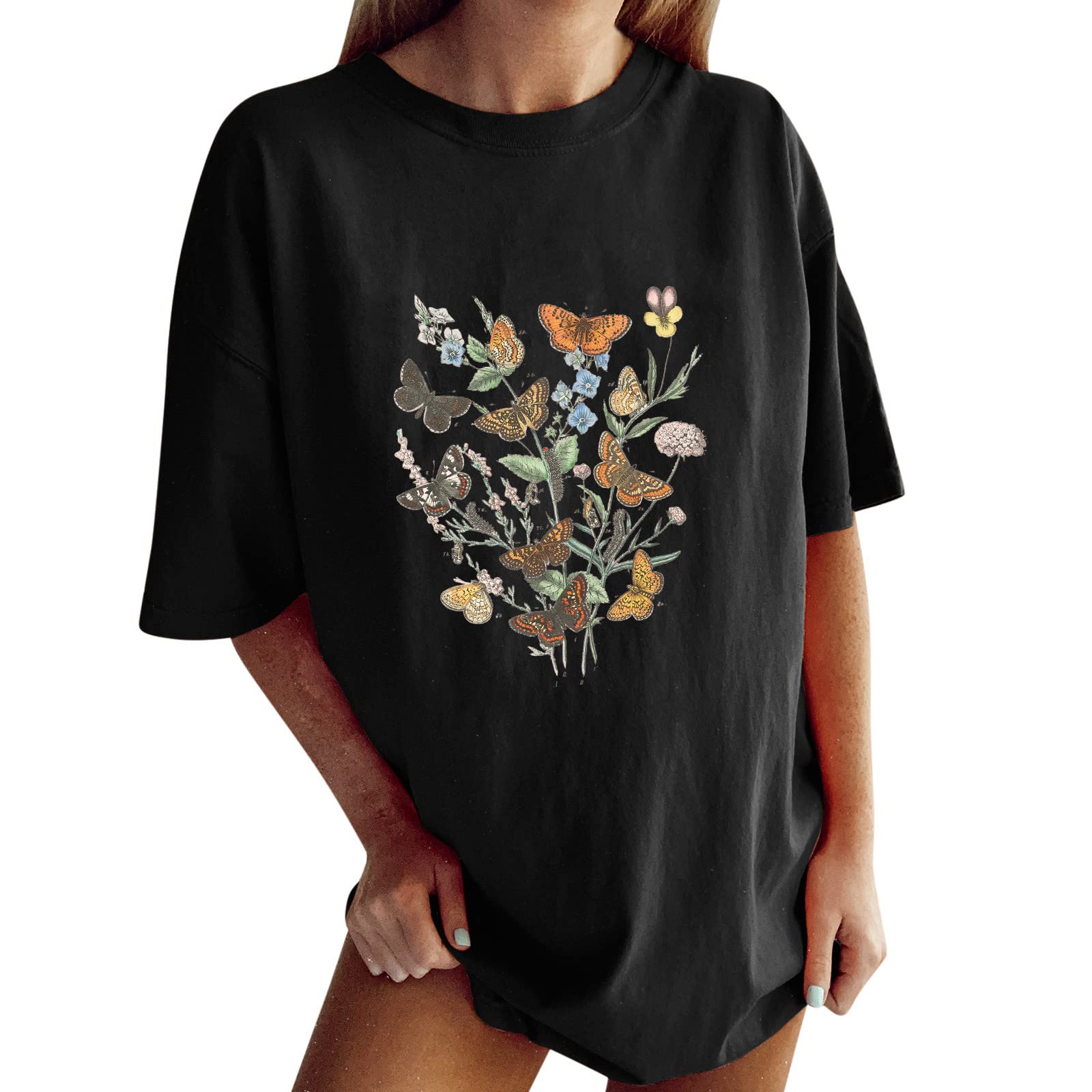 Oversized T-Shirts for Women - Casual Short Sleeve Printed Crewneck Tee | Summer Tunic Tops for Lounge, Beach & Everyday Wear
