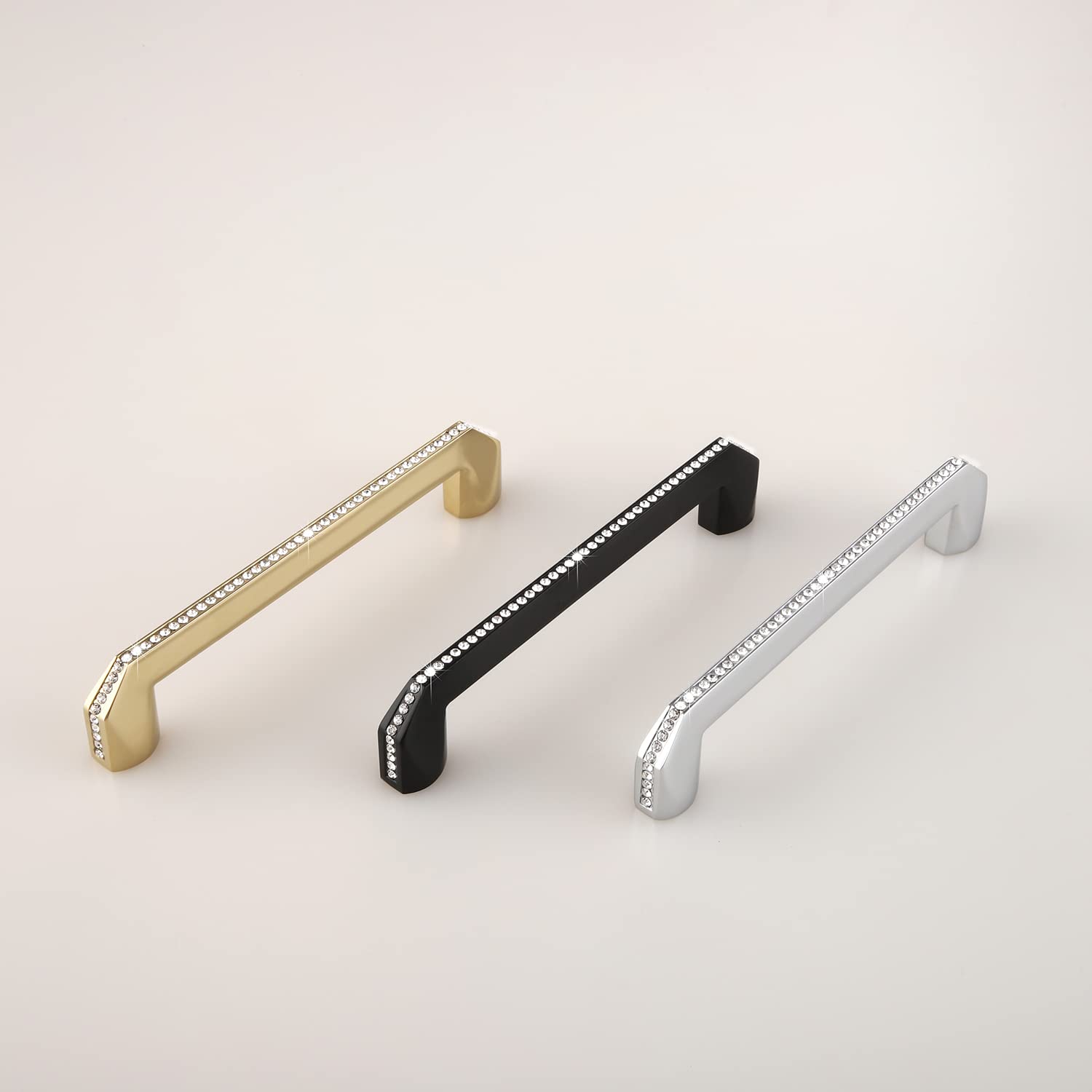 Modern Crystal Cabinet Knobs & Pulls - 2 Pack Silver Handles for Kitchen & Furniture