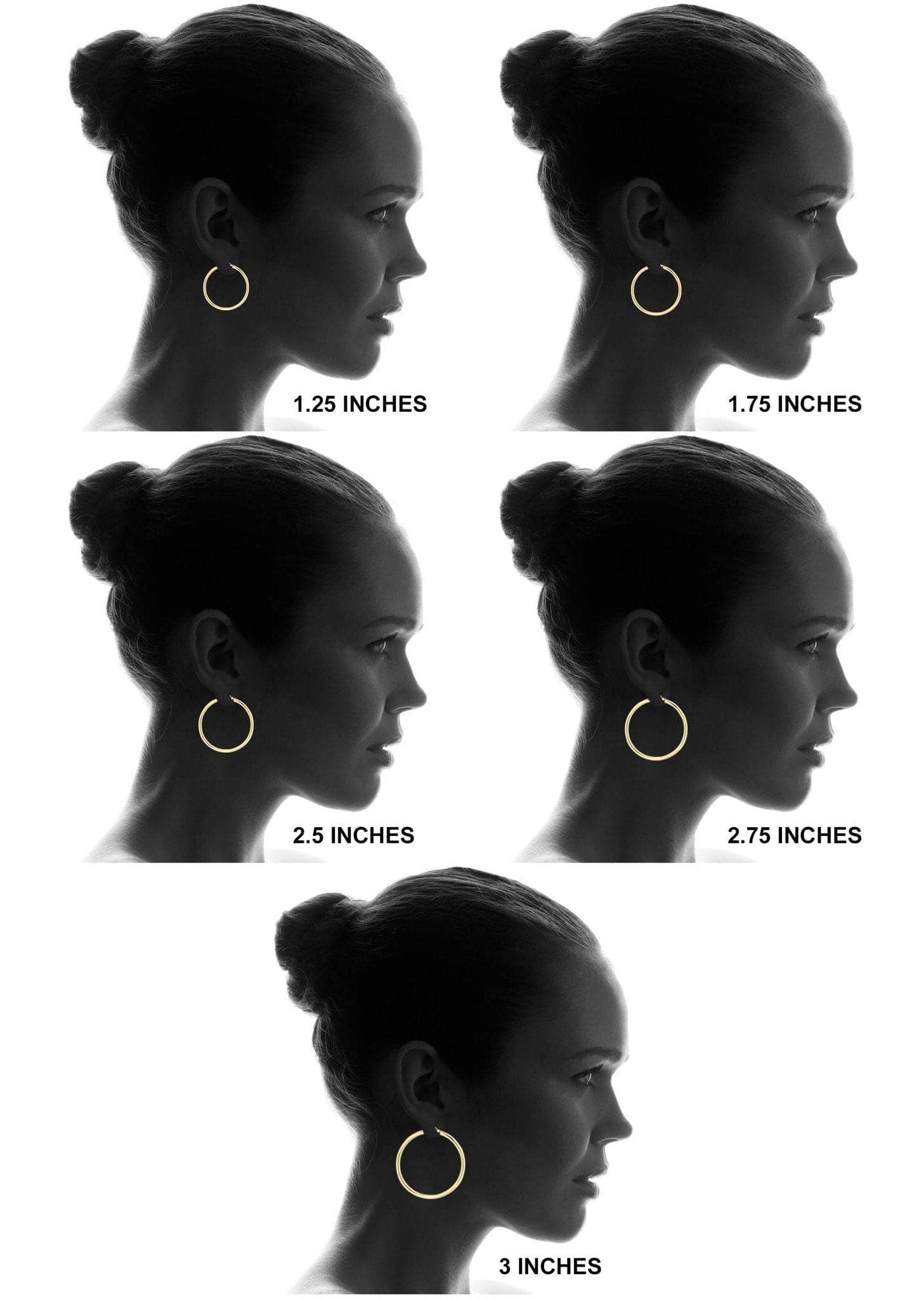 10K Gold Plain Hoop Earrings for Women - Adjustable Size (10mm-50mm) | Classic Minimalist Jewelry for Everyday Wear, Parties & Gifts