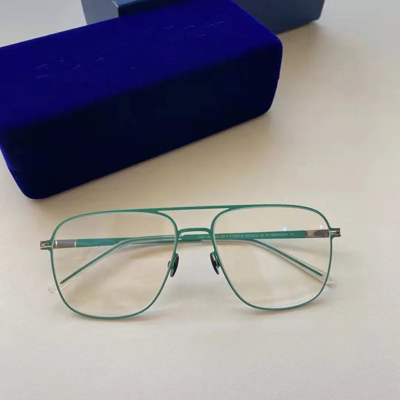 Unisex Full Rim Square Screwless Stainless Steel Eyeglasses Frame 5418 - Lightweight Durable Glasses for Men & Women - Perfect for Reading, Work, and Everyday Use
