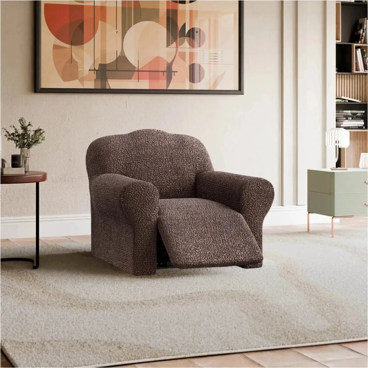 Comfortable Reclining Armchair Slipcover - Mille Righe Collection | Stretchable & Washable Sofa Cover for Living Room, Bedroom, or Home Theater