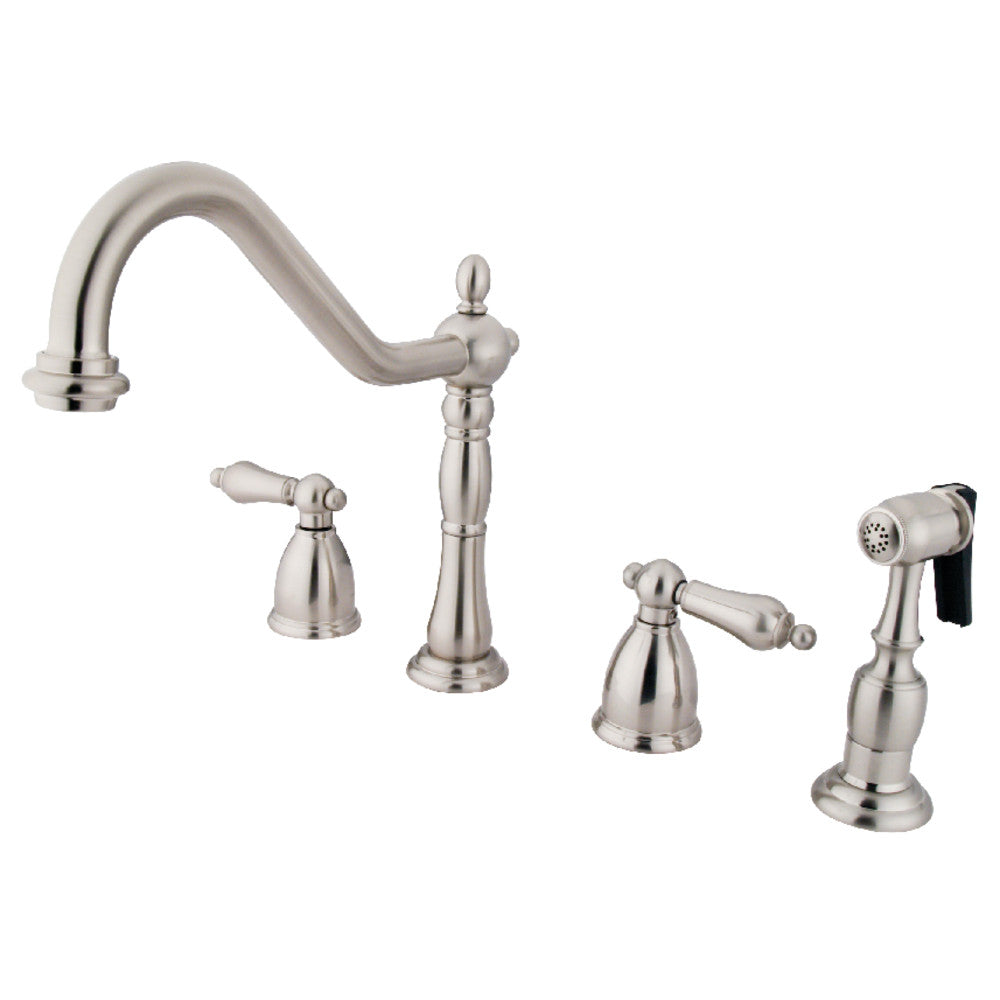 Kingston Brass KB1791ALBS Widespread Kitchen Faucet - High Arc Pull-Down Sprayer, Oil Rubbed Bronze Finish for Modern Farmhouse & Industrial Style Kitchens