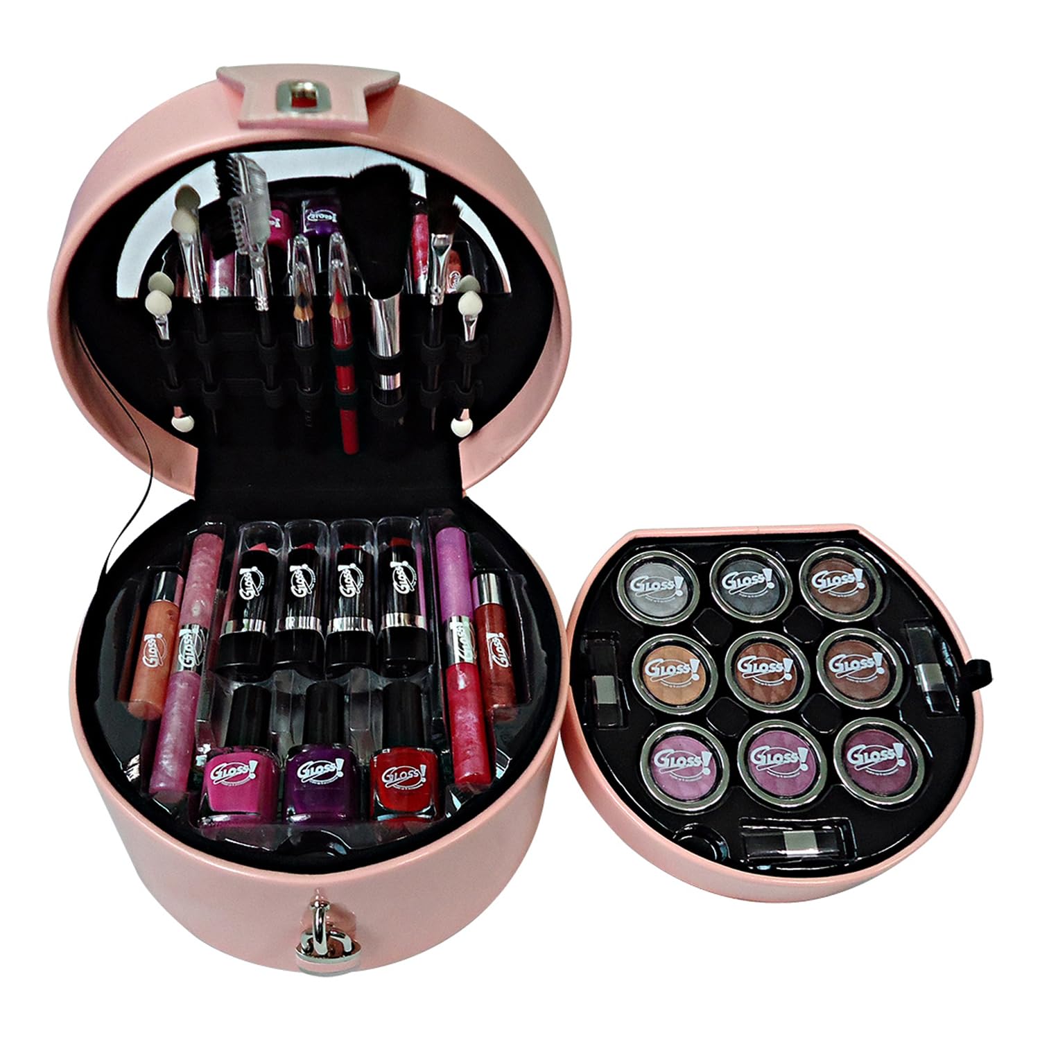 33 Pcs Pink Makeup Case with Mirror - Travel Cosmetic Organizer for Women | Perfect Christmas Gift, Birthday Present & Makeup Storage Solution for Home, Salon, or On-the-Go