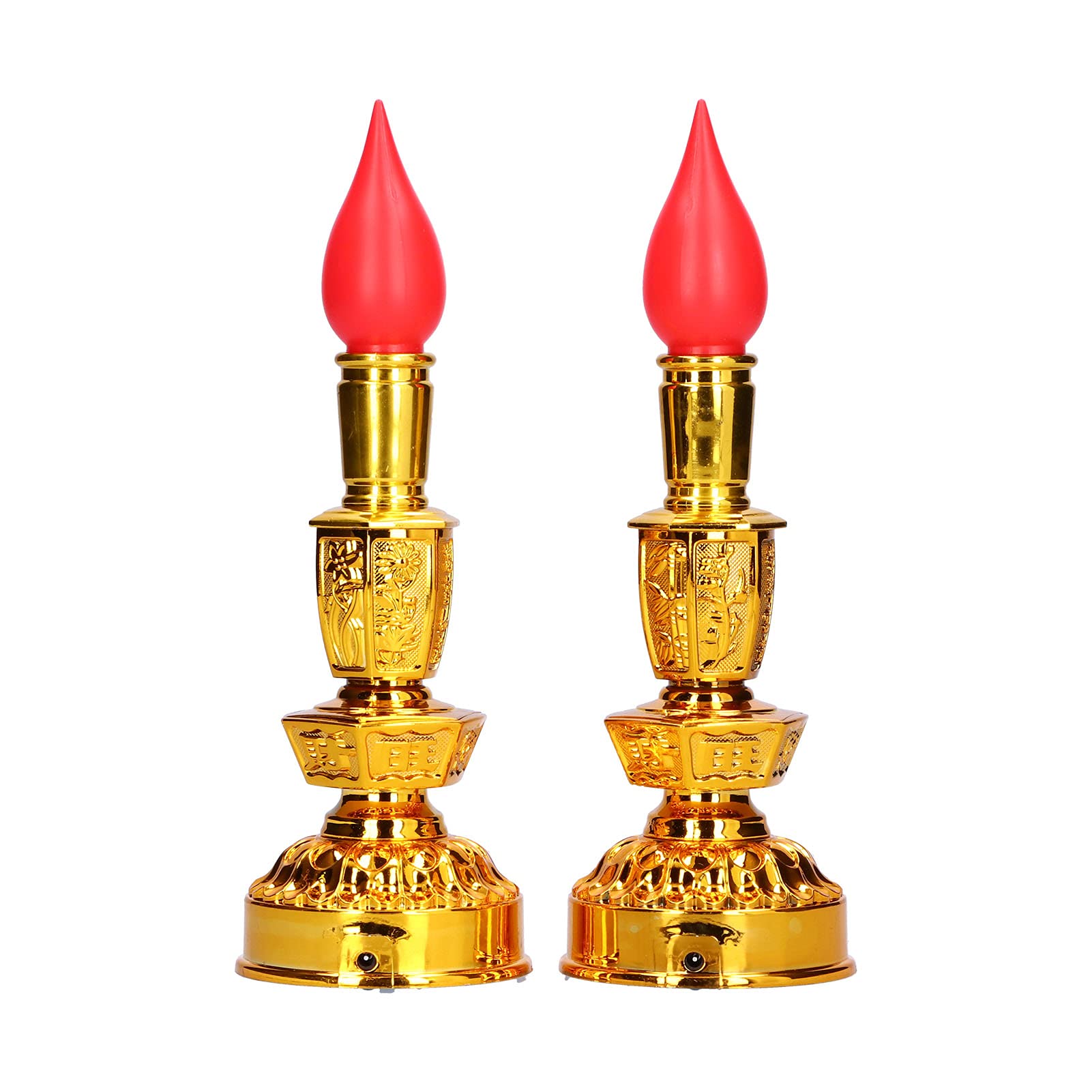 LED Candle Lamp - Chinese Style Traditional Buddhist Decor Light for Temples, Yoga Studios, Meditation Rooms - Floral Design, Retro Electric Candle for Spiritual Practice & Relaxation