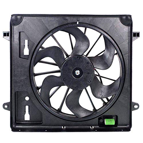 RAREELECTRICAL Replacement Cooling Fan for 2009-2010 Jeep Wrangler - Compatible with Part Numbers 55056642AC, 55056642AD, 68039593AA, 68039594AA, 68039595AA, CH3115167 - Perfect for Off-Roading & Summer Driving