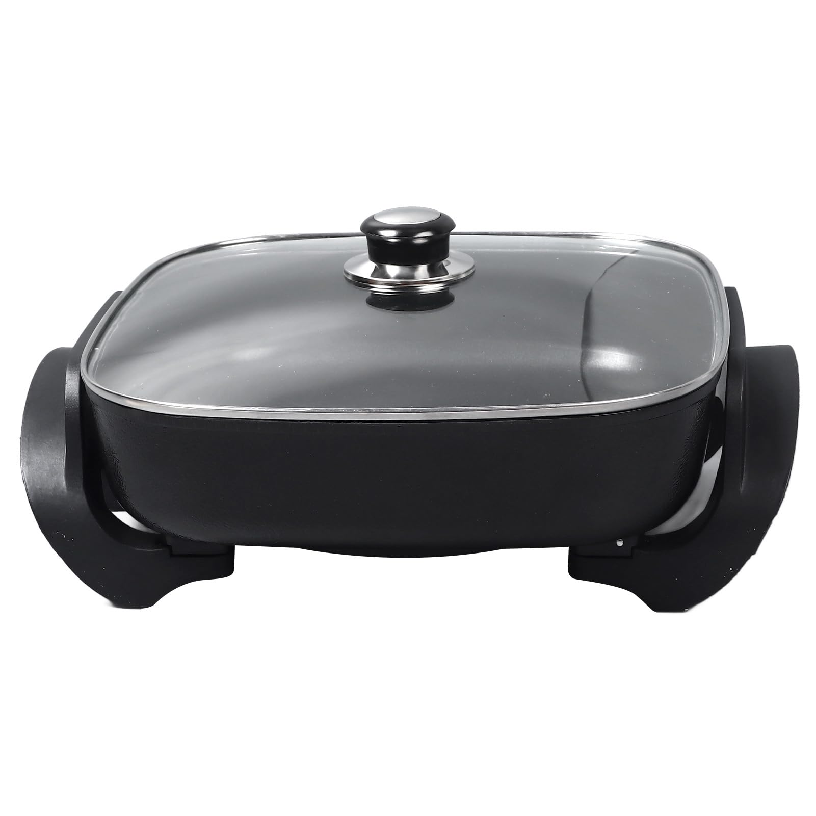 Non-Stick Electric Frying Pan with Transparent Lid - 12 Inch Large Capacity, Fast Heating, 110V US Plug for Home Kitchen | Perfect for Pancakes, Stir Fry & Family Cooking