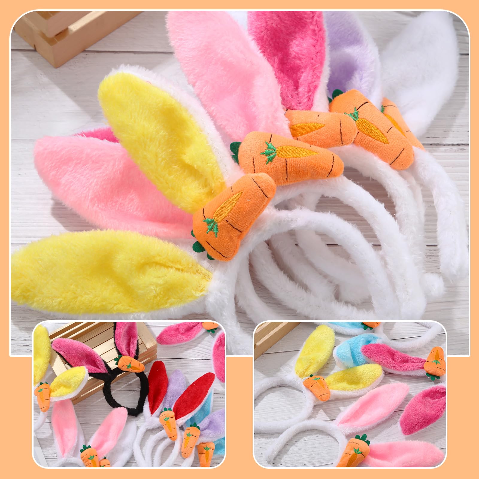 XunYee 8 Pack Easter Bunny Ears Headband - Soft Plush Rabbit Ears Hair Accessories for Women, Men & Pets - Cute Easter Party Decorations & Costume Props for Easter Egg Hunt, Spring Festival & Themed Parties