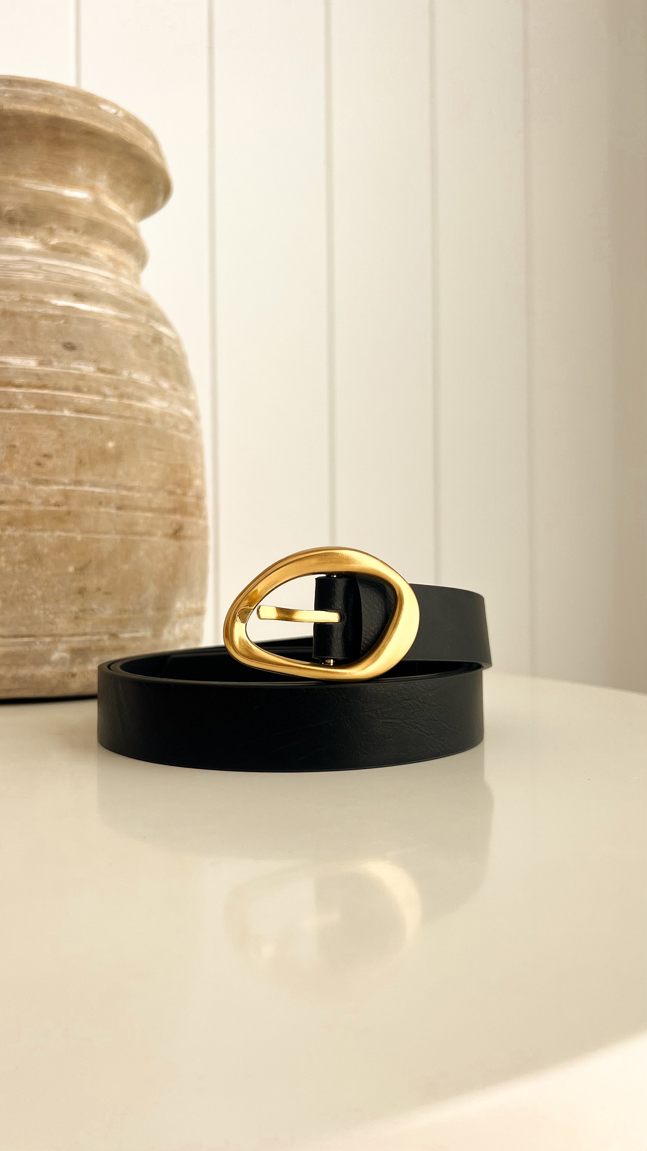 Jacory Belt for Men - Premium Black & Gold Leather Belt - Stylish & Durable Accessory for Casual, Business & Formal Wear