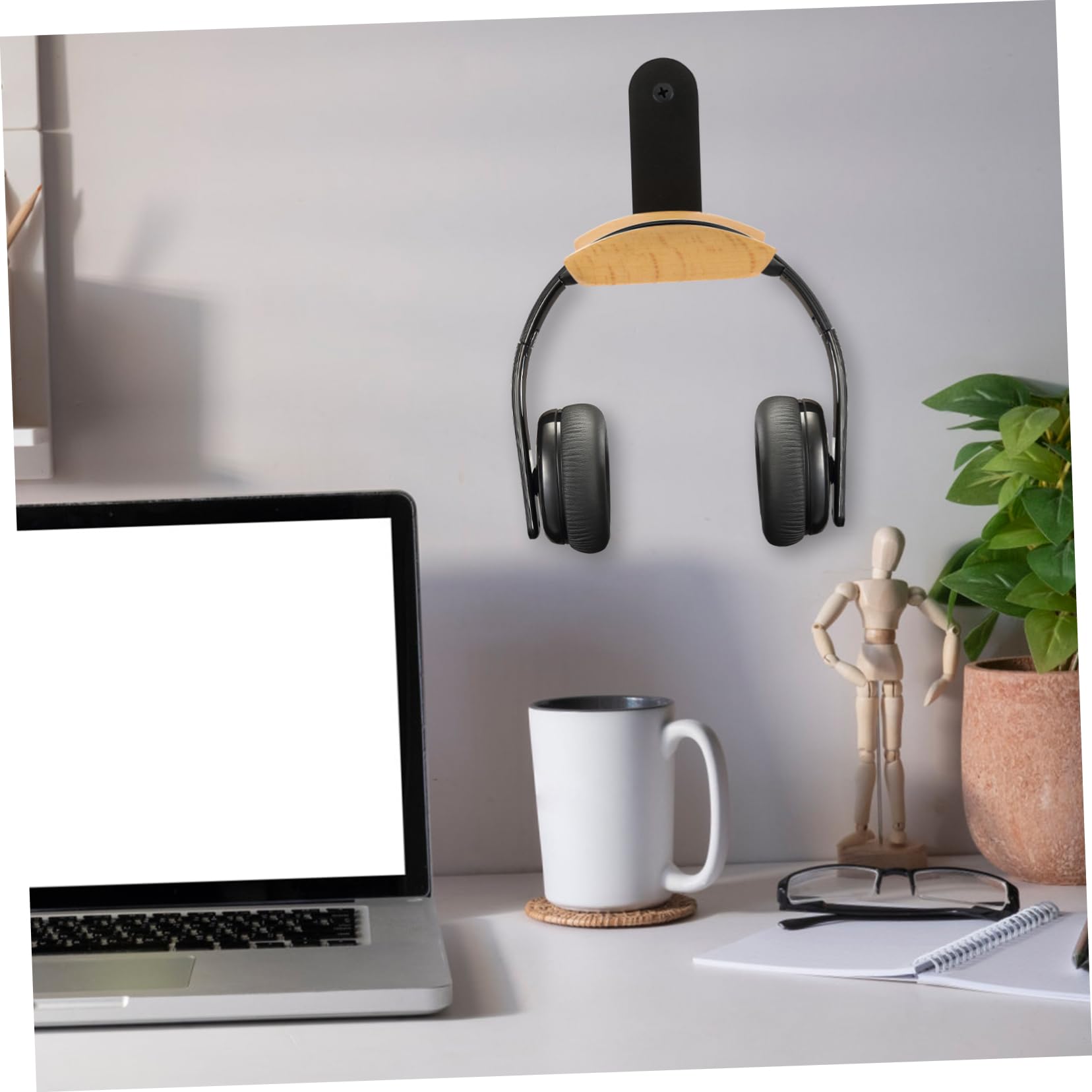 Veemoon Wooden Headphone Stand with Hanger - Premium Wood Headset Holder for Desk, Gaming Setup & Office Organization