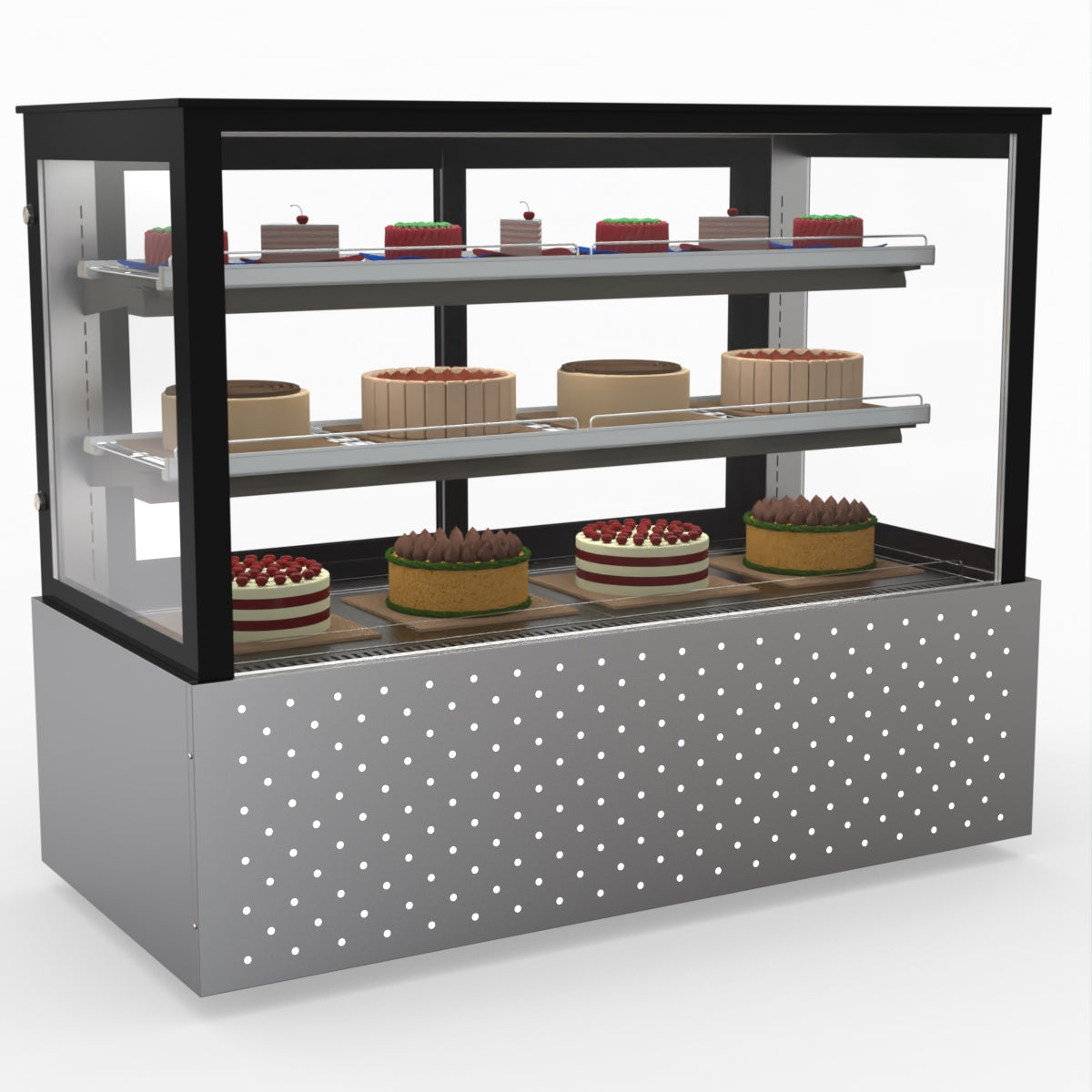 Bonvue SG150FA Commercial Chilled Food Display Case - 2XB Double Door Refrigerator for Deli, Bakery & Supermarket Use