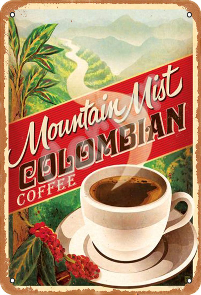 Carlor Colombian Coffee Vintage Metal Tin Sign - 12x8 Inches Retro Wall Decor for Kitchen, Cafe & Home Bar