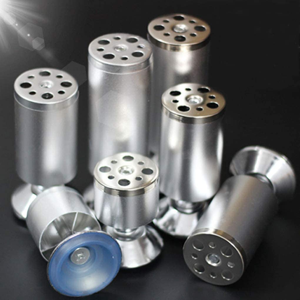 Adjustable Aluminum Alloy Furniture Legs - 10cm Round Metal Table Legs, Sofa Legs, Desk Legs & Bed Risers (Set of 4) - Durable Replacement Feet for Couches, Cabinets & Home Office Furniture - Perfect for DIY Projects & Furniture Upgrades