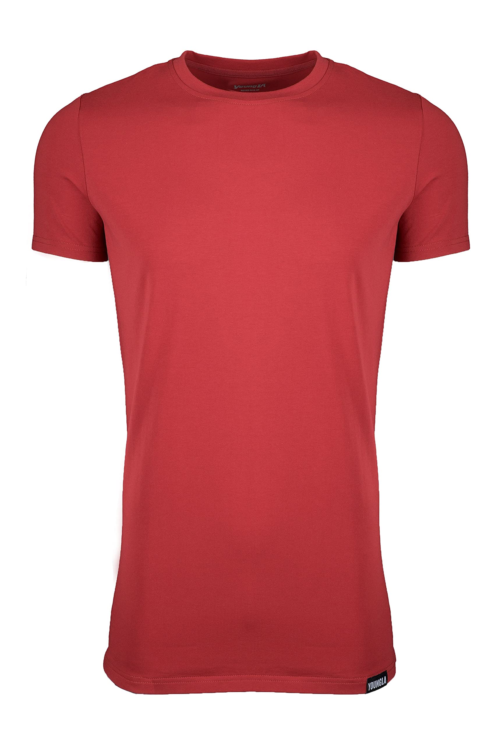 YoungLA Men's Minimalist Fitted T-Shirts | Slim Fit Long Drop Cut Tee for Gym & Workout | Comfortable Cotton Shirt for Training, Running & Casual Wear