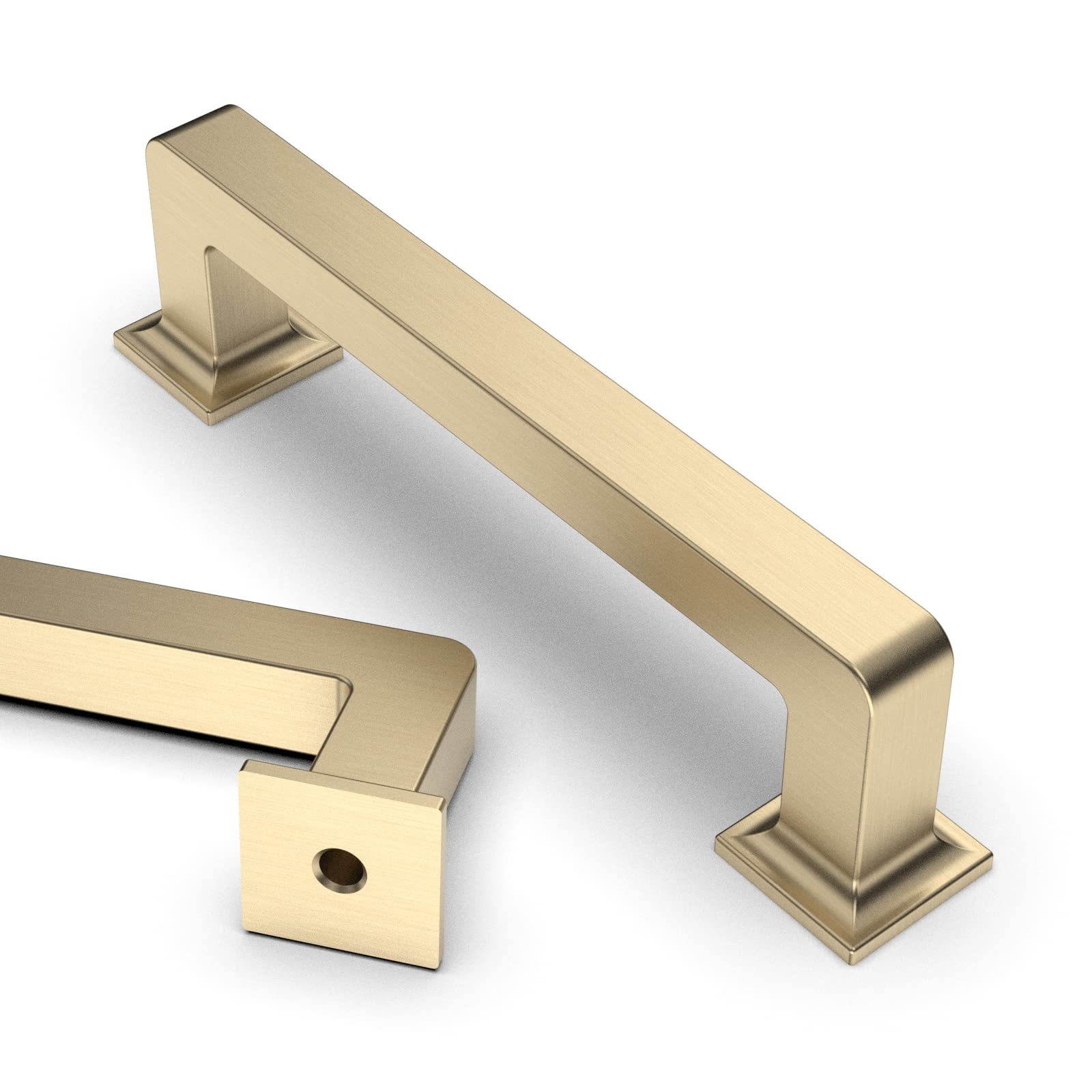 10 Pack 3.75 Inch Brushed Brass Cabinet Handles - Gold Kitchen Cabinet Pulls & Drawer Hardware for Modern Home & Office (96mm) - Perfect for Cabinet Upgrades, DIY Projects & Furniture Renovation