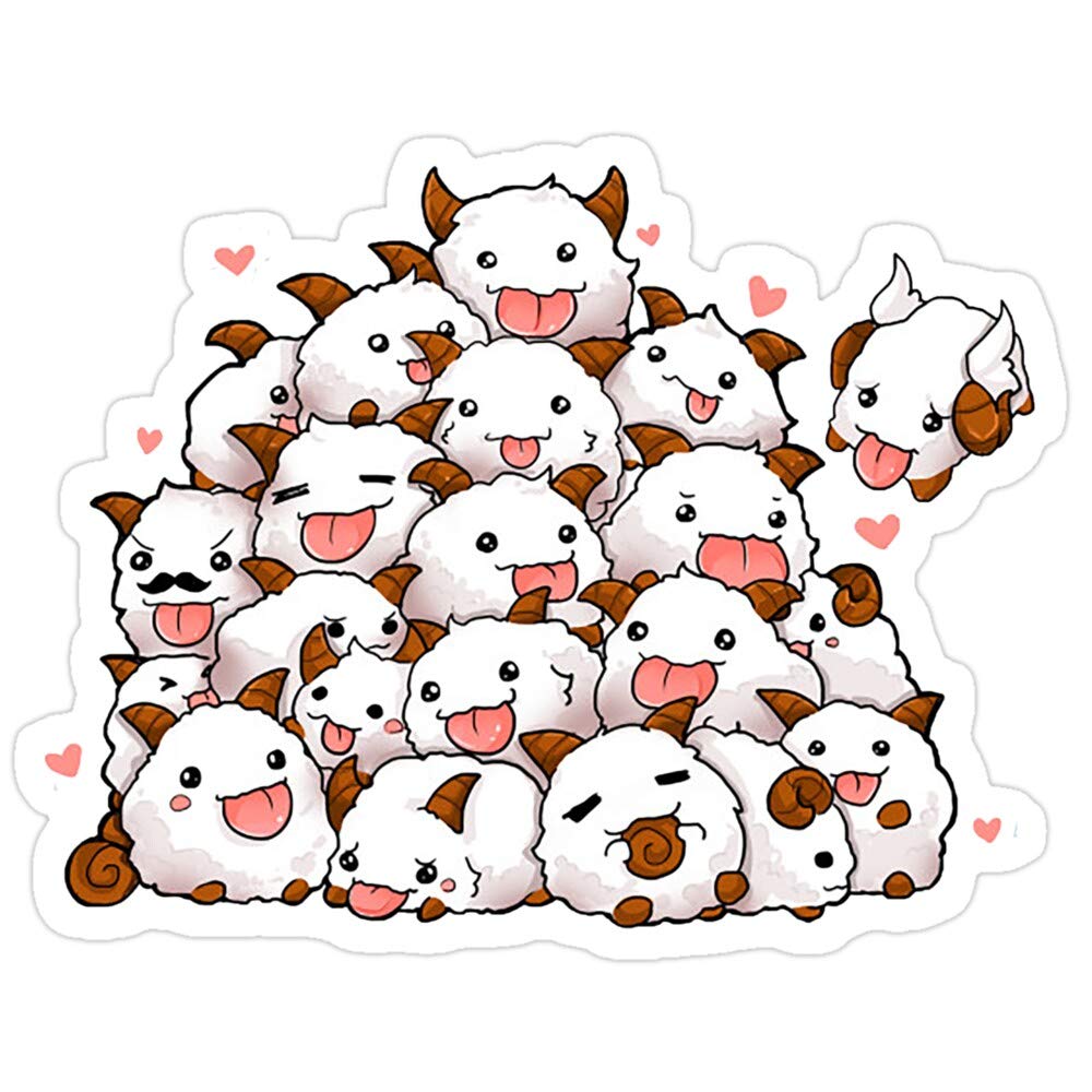 3 PCs League of Legends Poro Art Vinyl Stickers - Funny Decals for Laptop, Phone, Car, Guitar & Fridge | Perfect for Gaming Fans & Office Decor
