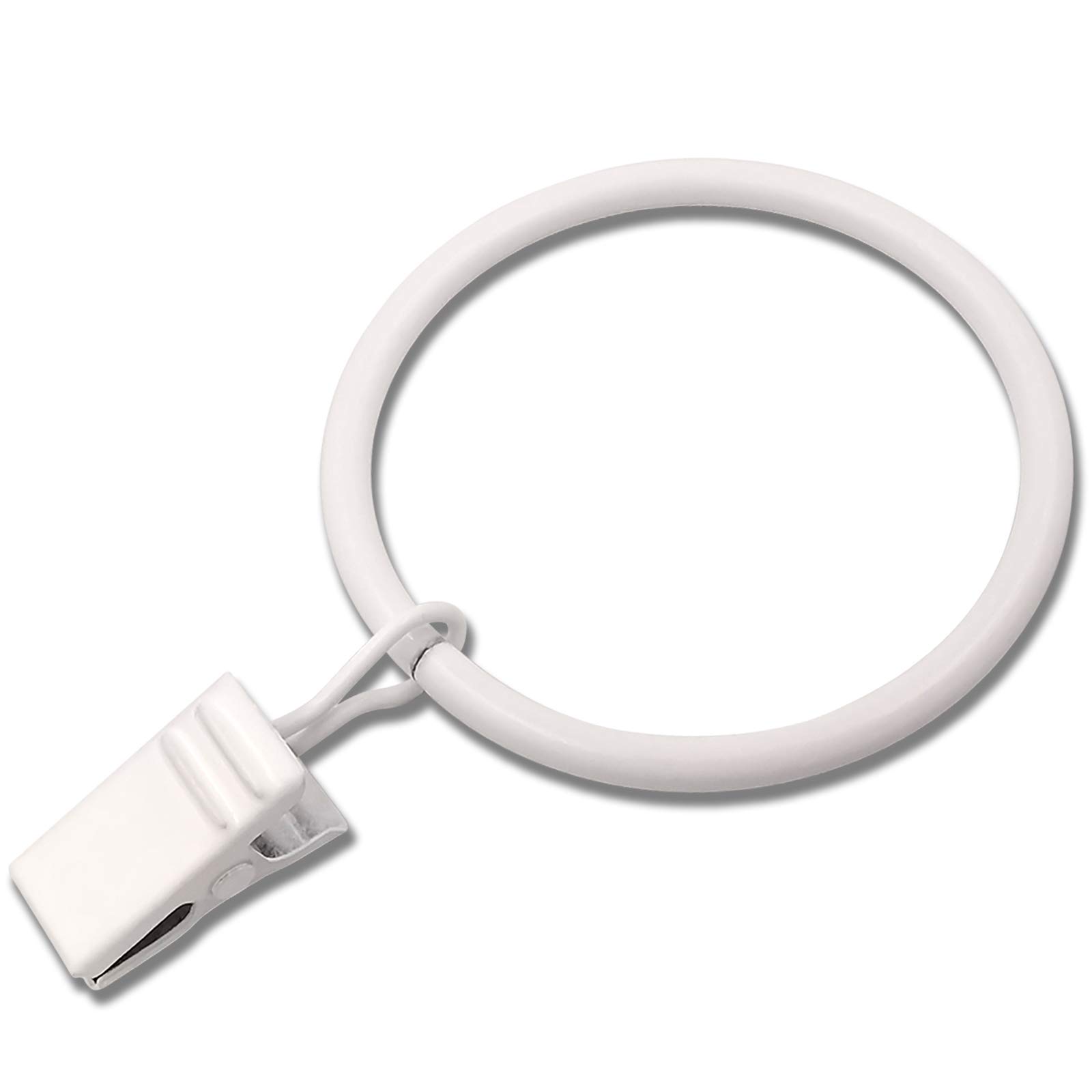 20 Pack White Curtain Rings with Clips - 1.77 Inch Inner Diameter Drapery Hooks for Hanging Drapes, Bows & Hats - Fits up to 1.5 Inch Curtain Rods - Perfect for Living Room, Bedroom & Window Decor