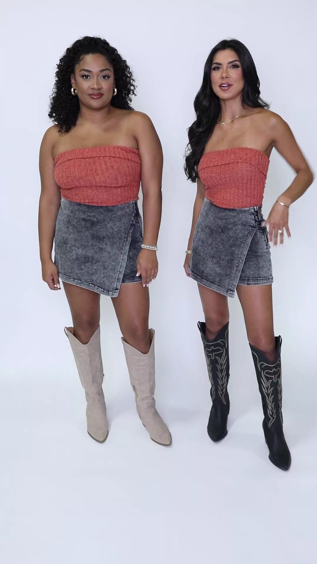 Trendy Black Acid Wash Denim Skort for Women | High Waist Stretch Denim Skirt Shorts Hybrid | Perfect for Casual Outings, Summer Fashion & Street Style