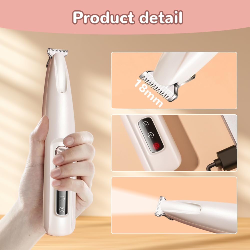 2024 Waterproof Pet Grooming Clippers - Rechargeable Trimmer with LED Light for Paws, Face & Ears | Perfect for Home Pet Care