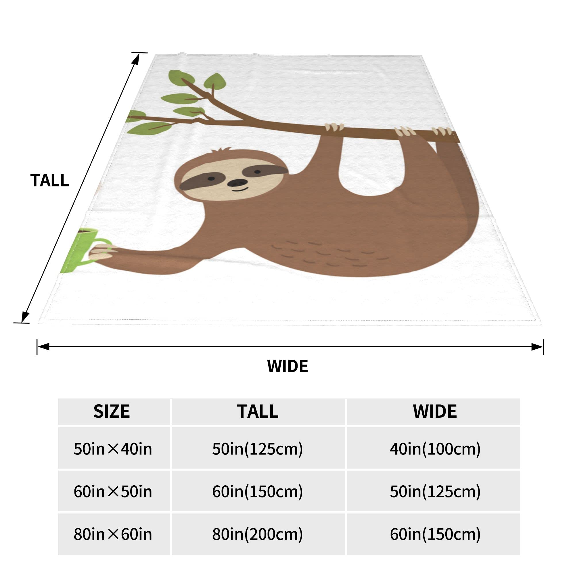 Cozy Sloth Print Flannel Throw Blanket - Soft Microfiber Blanket for Bed, Couch & Sofa - Cute Sloth Hanging Cup Design - Perfect for Teens, Boys & Girls - Great for Lounging, Movie Nights & Dorm Room Decor