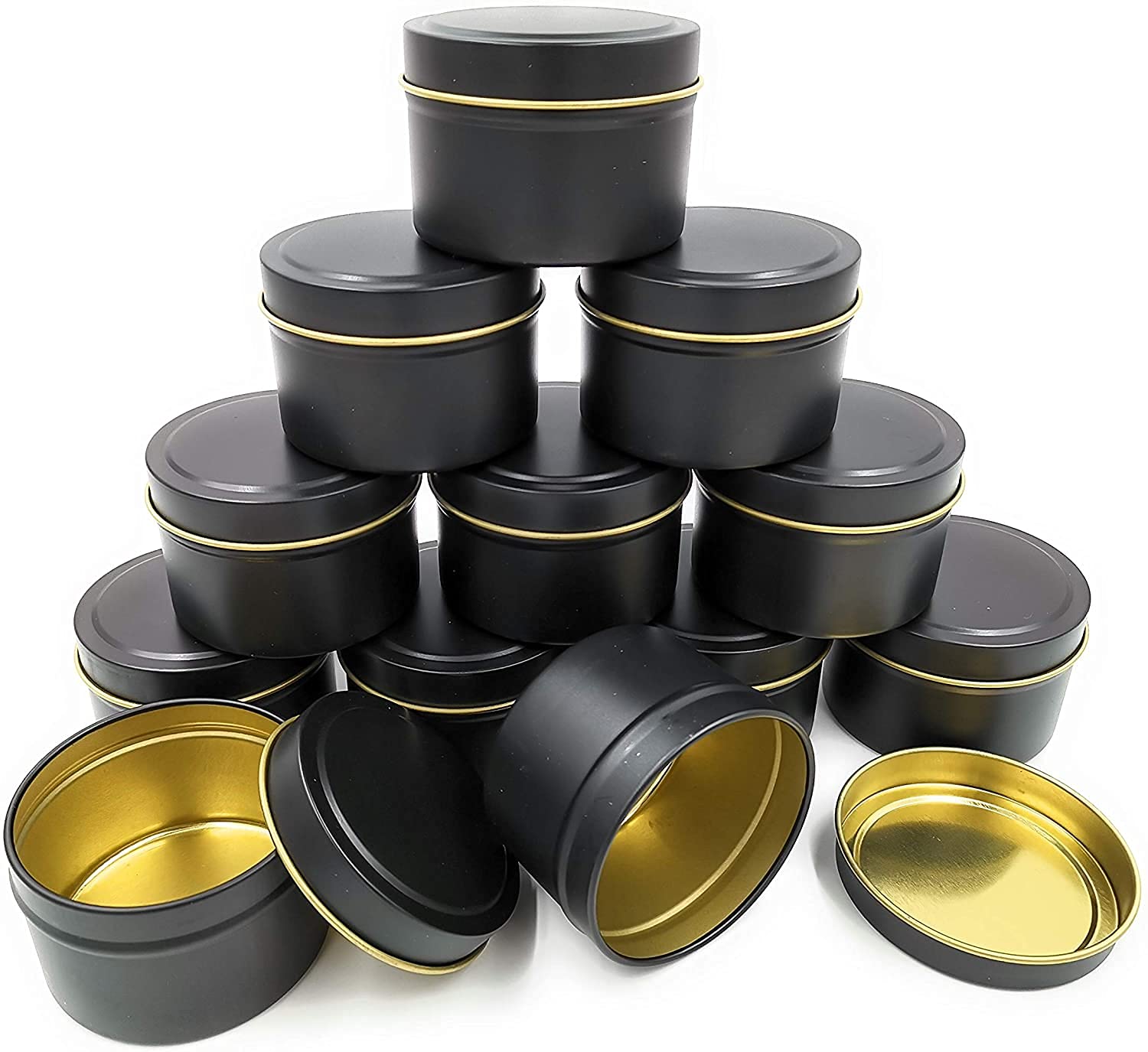 NRANSON 12-Pack 8oz Black Metal Candle Jars with Lids - Empty Containers for DIY Candle Making, Home Decor, Wedding Favors, Arts & Crafts, Storage - Perfect for Soy Wax, Essential Oils & Gift Packaging