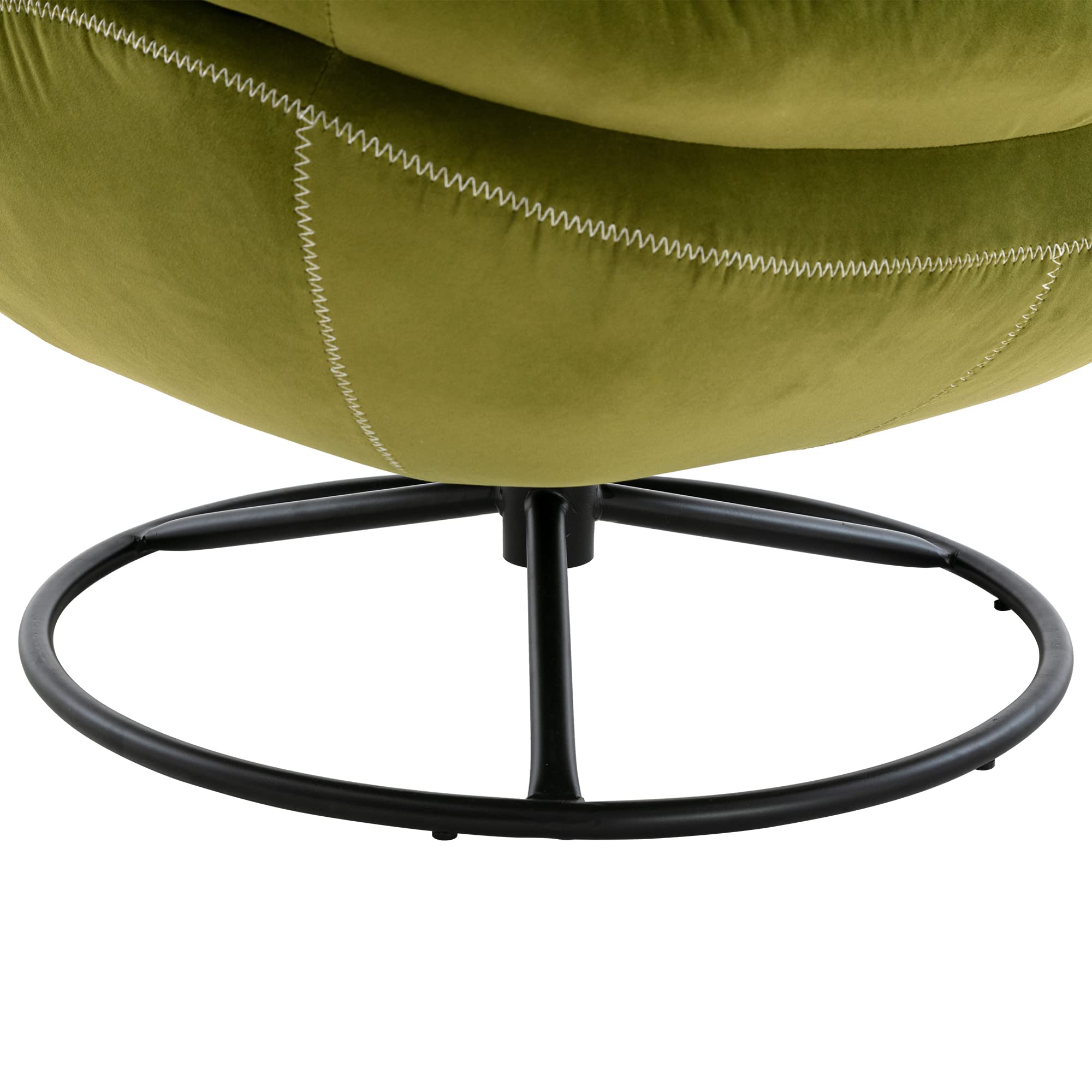 Modern Velvet Swivel Accent Chair with Ottoman Set - Green Lounge Chair for Living Room, Home Office & Club - Comfortable Metal Legs Leisure Chair for Relaxing & Reading